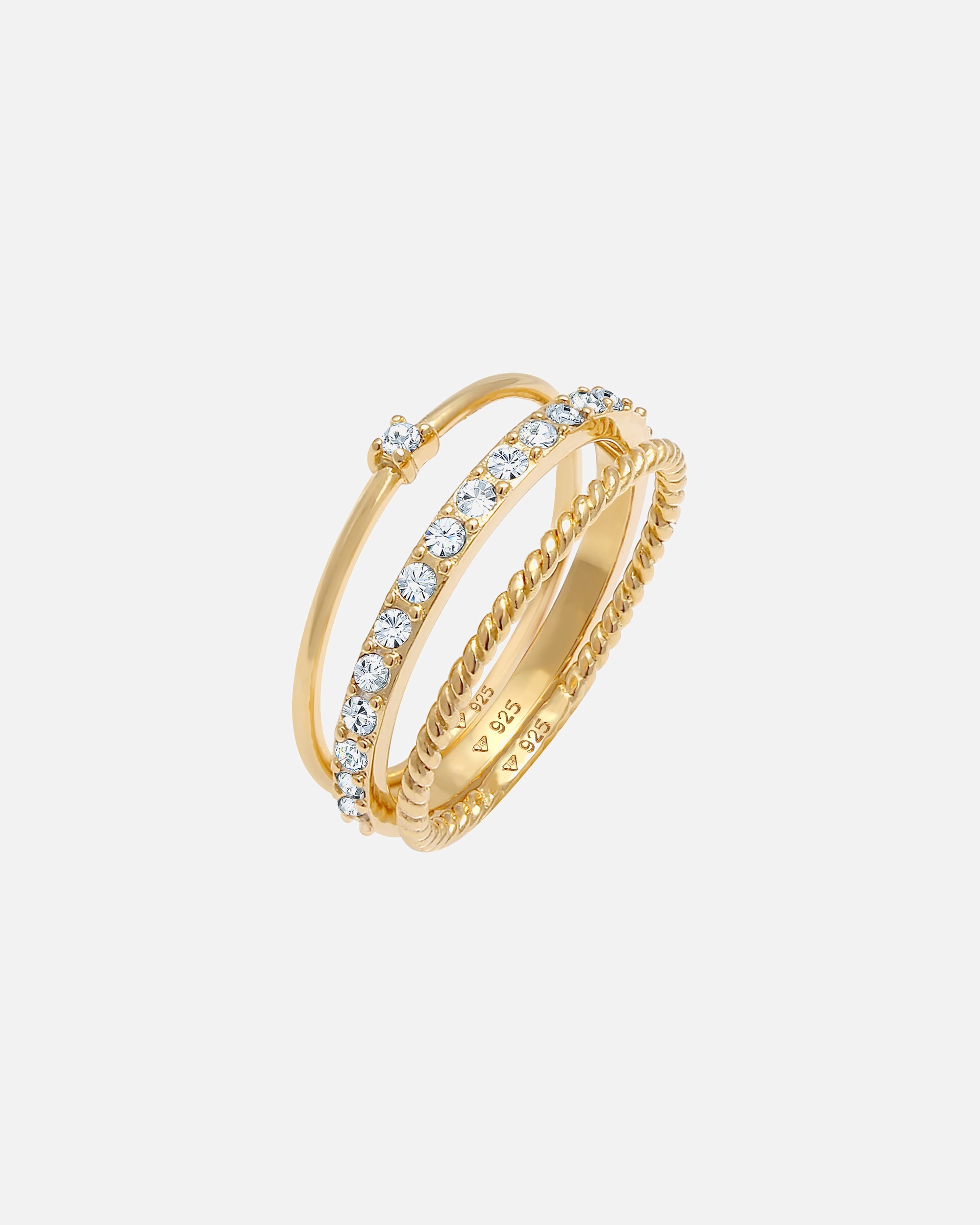 Anello di Femmina Elli Pila Elegante Festosa Strati con Cristalli in Argento Sterling 925 54