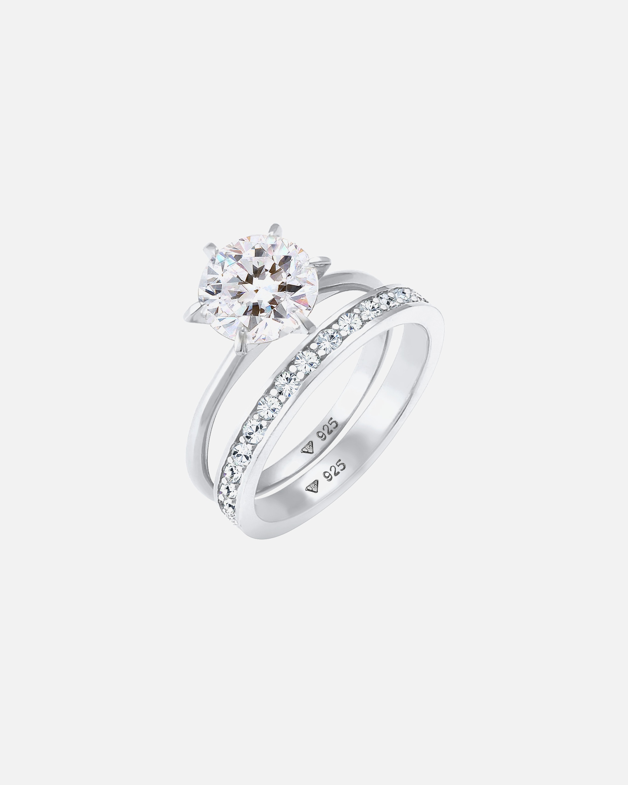 Anello di Femmina Elli Banda Set Solitario Pieno di Fascino con Cristalli in Argento Sterling 925 56