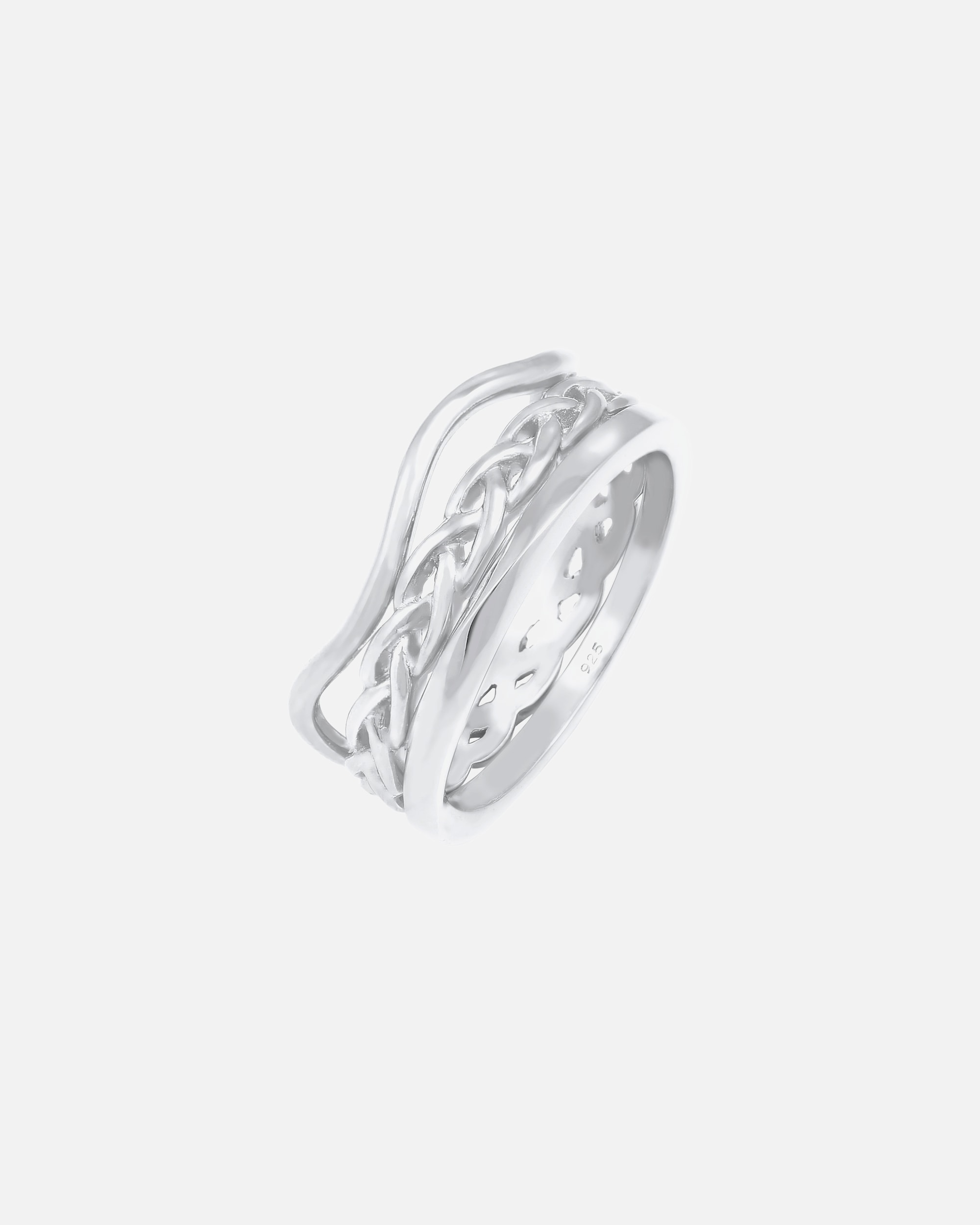Anello di Femmina Elli Onde Intrecciato Basic in Argento Sterling 925 58