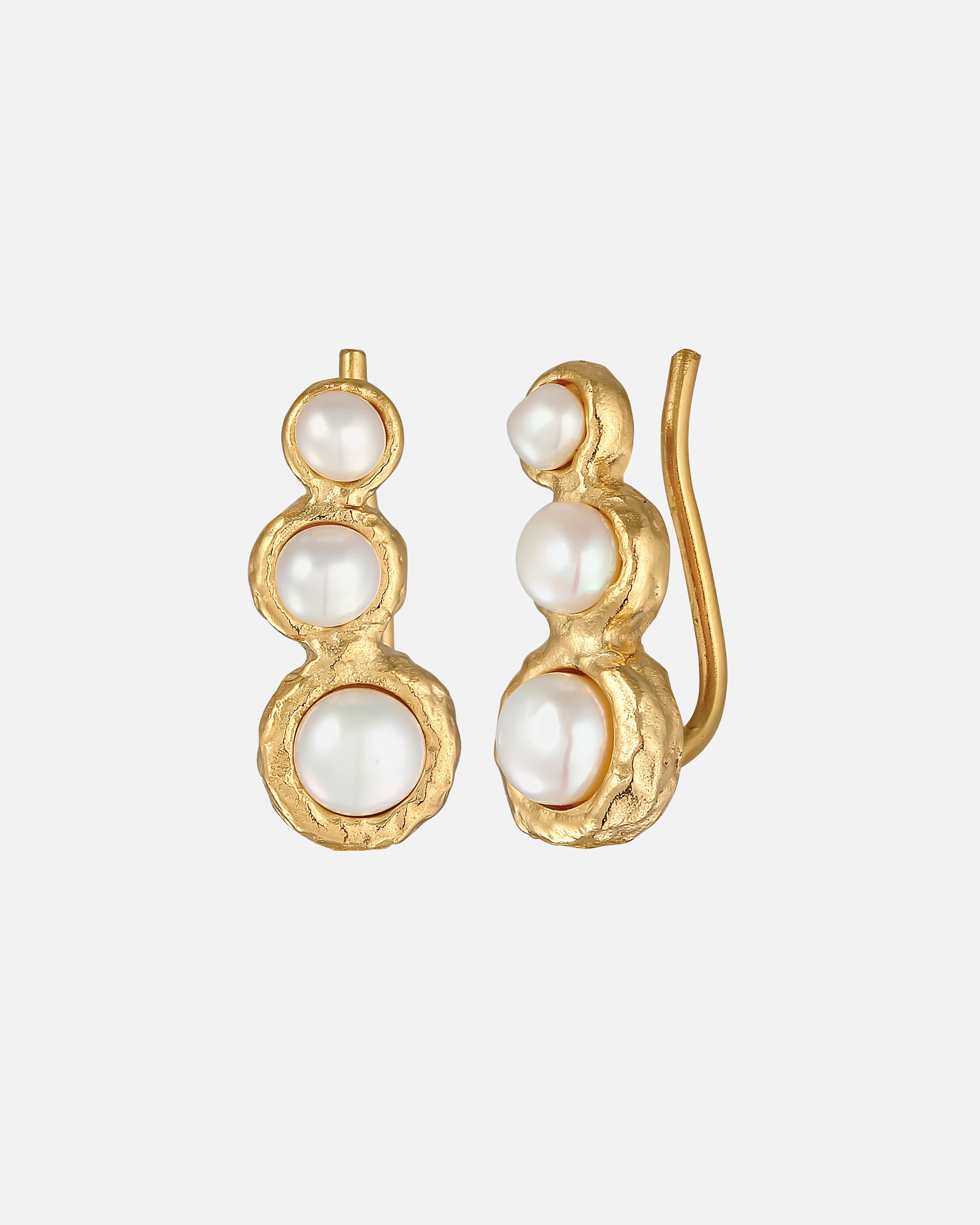 Orecchini di Femmina Elli Earclimber Barocco con perle coltivata d'acqua dolce in argento sterling 925 placcato oro goldfarben