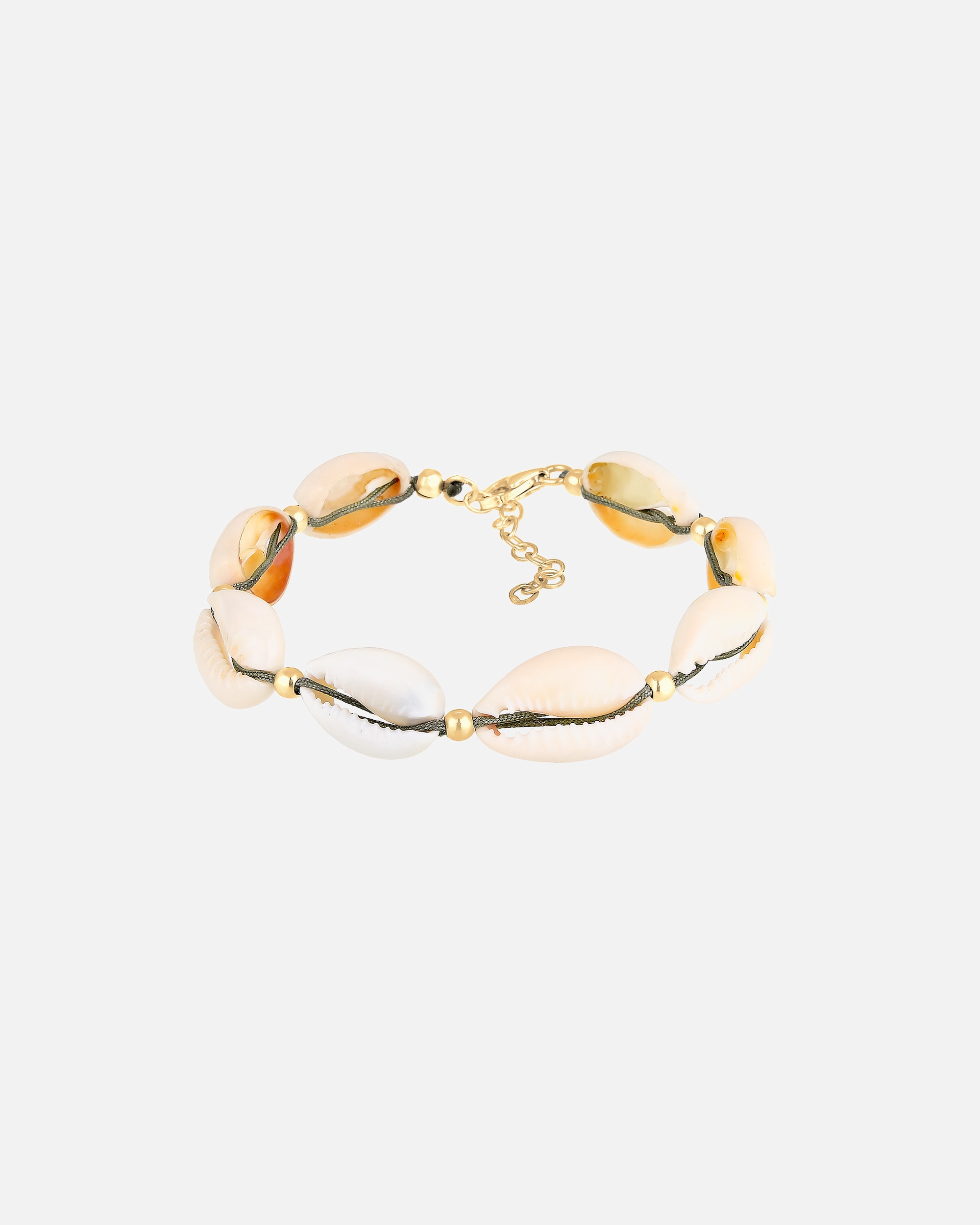 Braccialetto di Femmina Elli Beach Summer con vere conchiglie Kauri in argento sterling 925 placcato oro 16