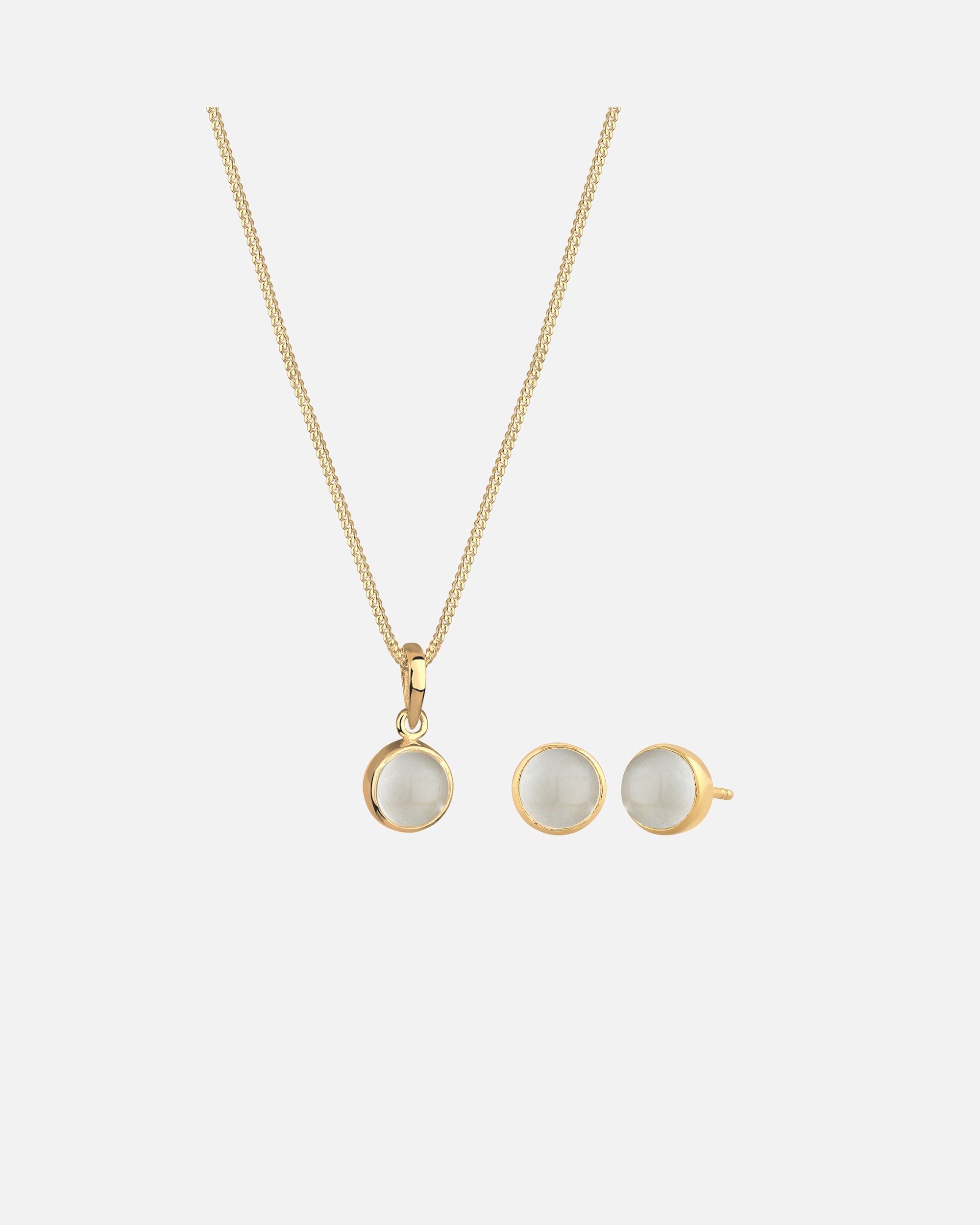 Set Gioielli di Femmina Elli Set senza pietra Moonstone Bianco 925 Sterling Silver Gold-plated 45 cm