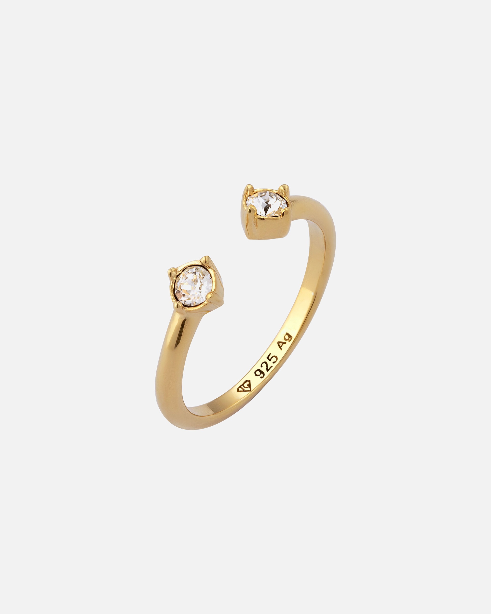 Anello di Femmina Elli Anello Cristalli Vetro Bianco 925 Sterling Silver Gold-plated 54
