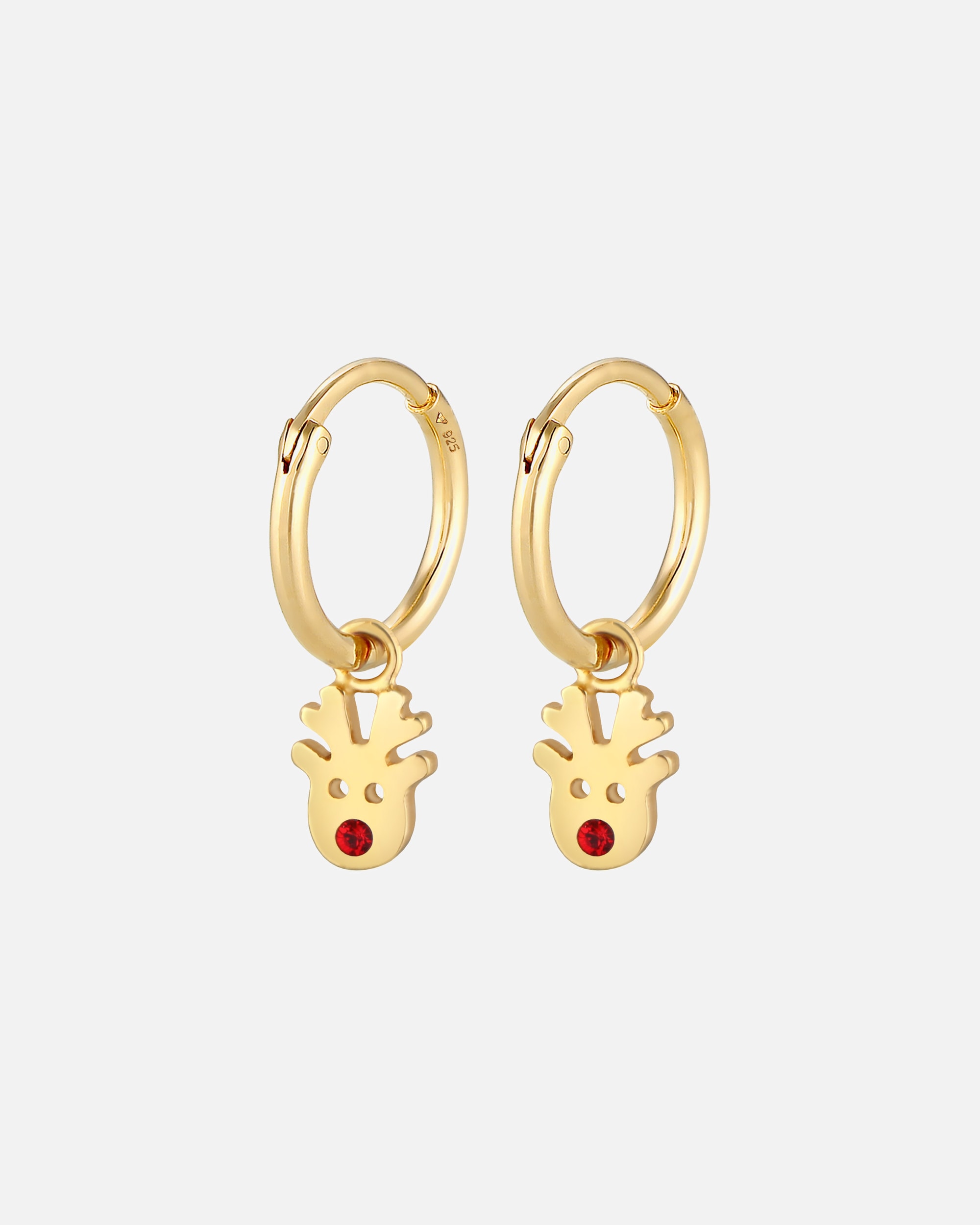 Orecchini di Femmina Elli Creoli Ciondolo Renna Natale con Cristallo in Argento Sterling 925 goldfarben