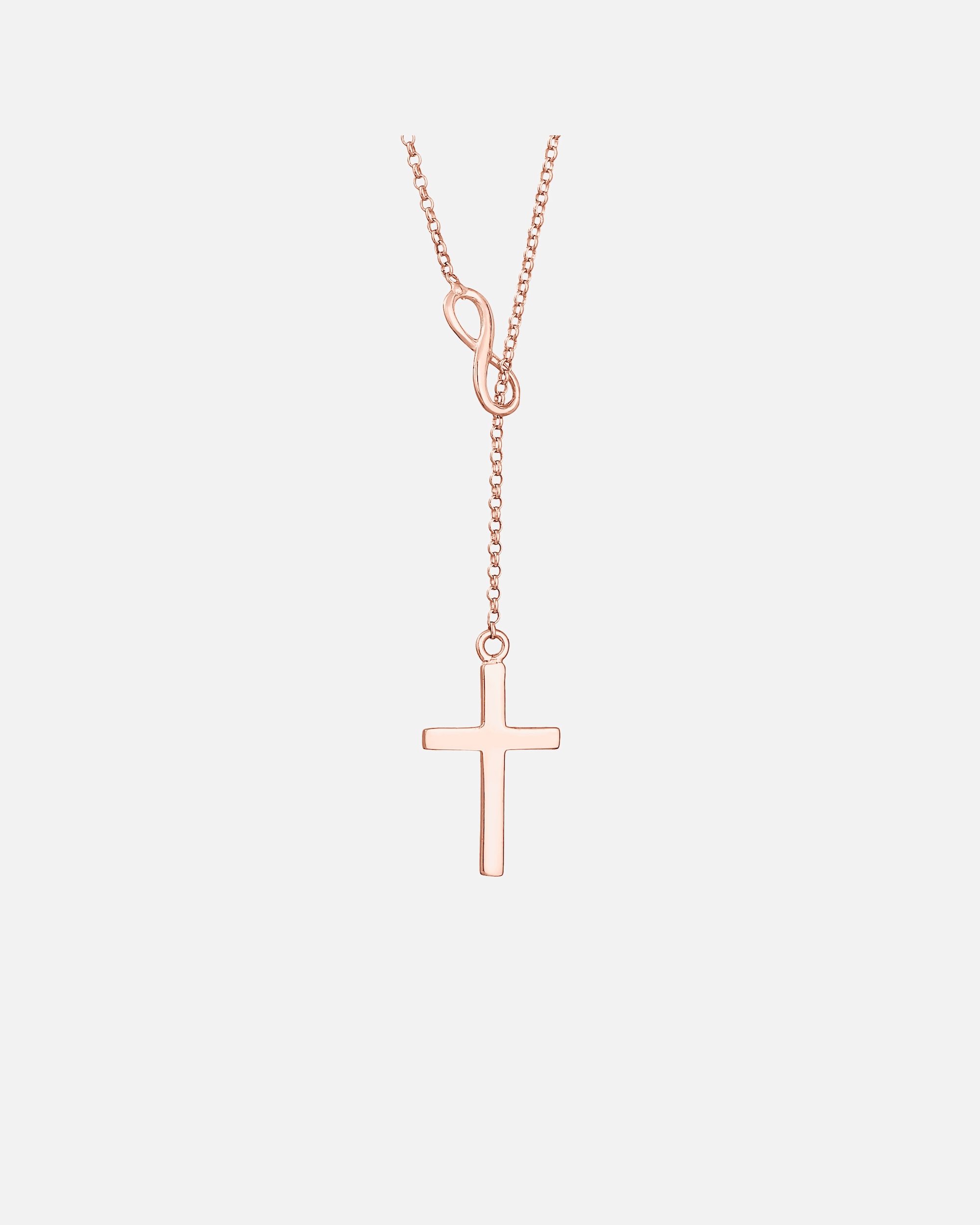 Collana di Femmina Elli Catena a Y Ciondolo a forma di croce con simbolo dell'infinito e fede in argento 925 45