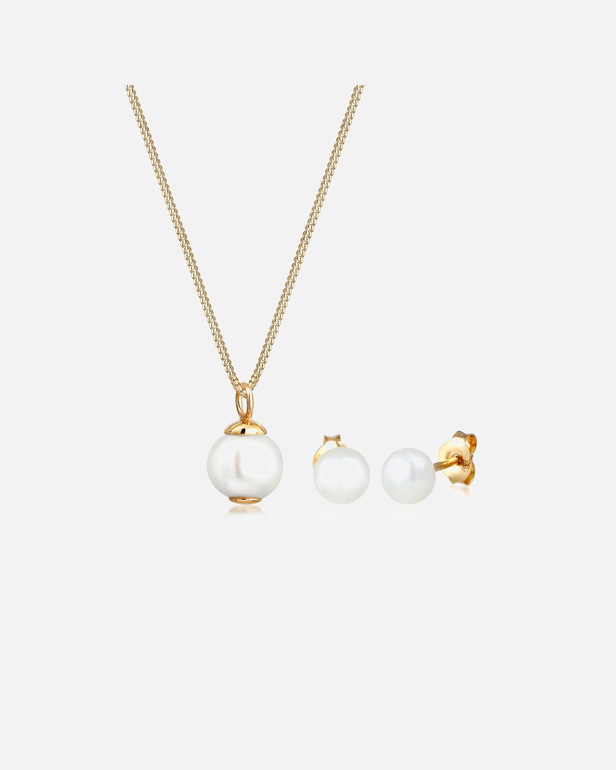 Set Gioielli di Femmina Elli Classico Elegante Set Eleganti con perla d'acqua dolce in Argento Sterling 925 golfarben