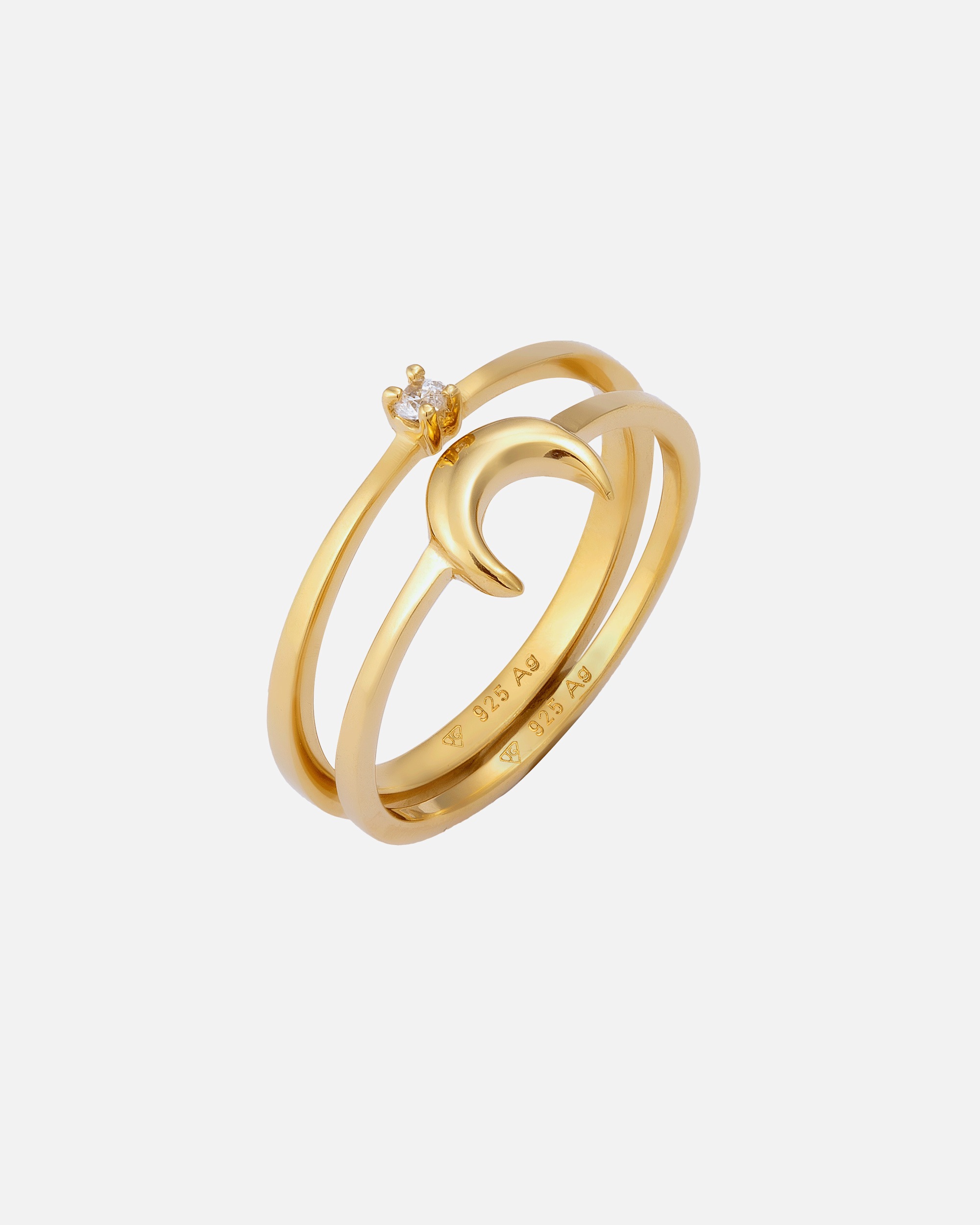 Anello di Femmina Elli Anello luna Zirconia Bianco 925 Sterling Silver Gold-plated 58