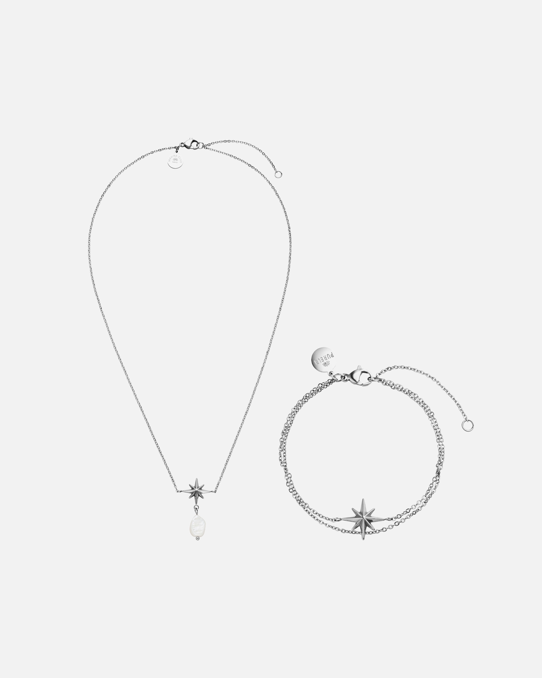 Set Gioielli di Unisex Purelei Windrose Set di gioielli 100% acciaio inossidabile Argento