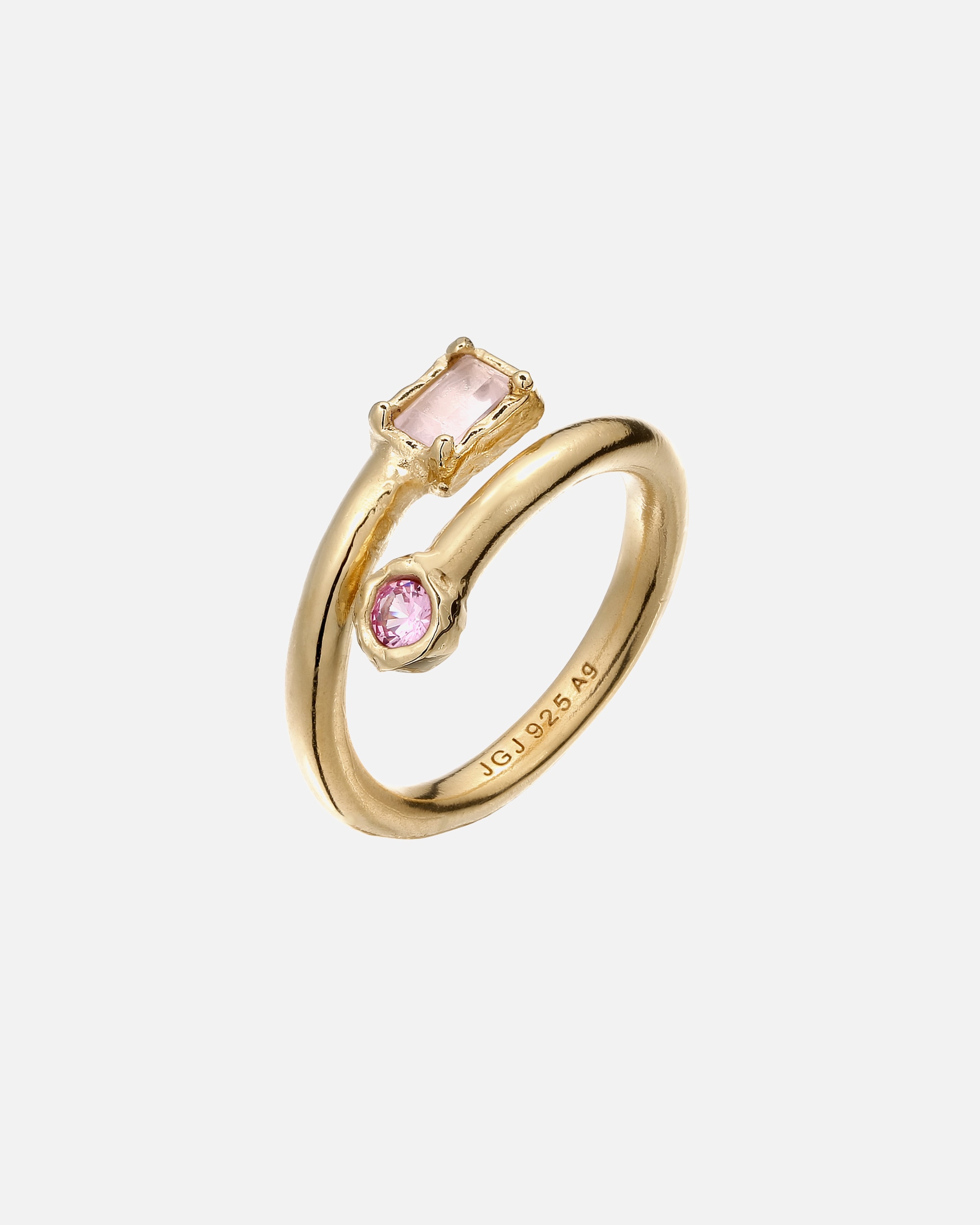 Anello di Femmina Haze & Glory Default Brand Line Anello con Pietre Quarzo Zaffiro Sintetico Rosa 925 Sterling Silver Vermeil 52