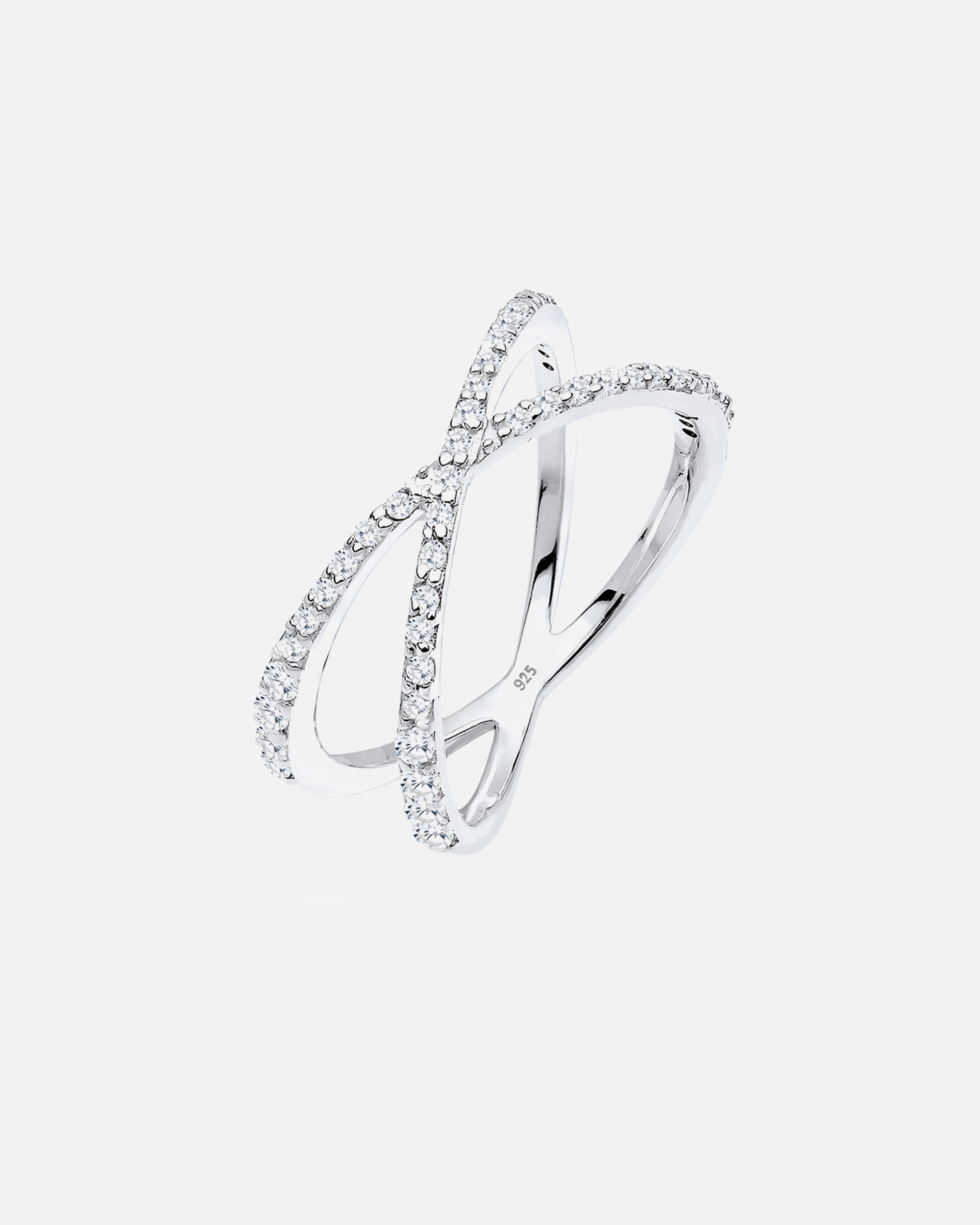 Anello di Femmina Elli Avvolgimento X con Cristalli di Zirconia in Argento Sterling 925 54
