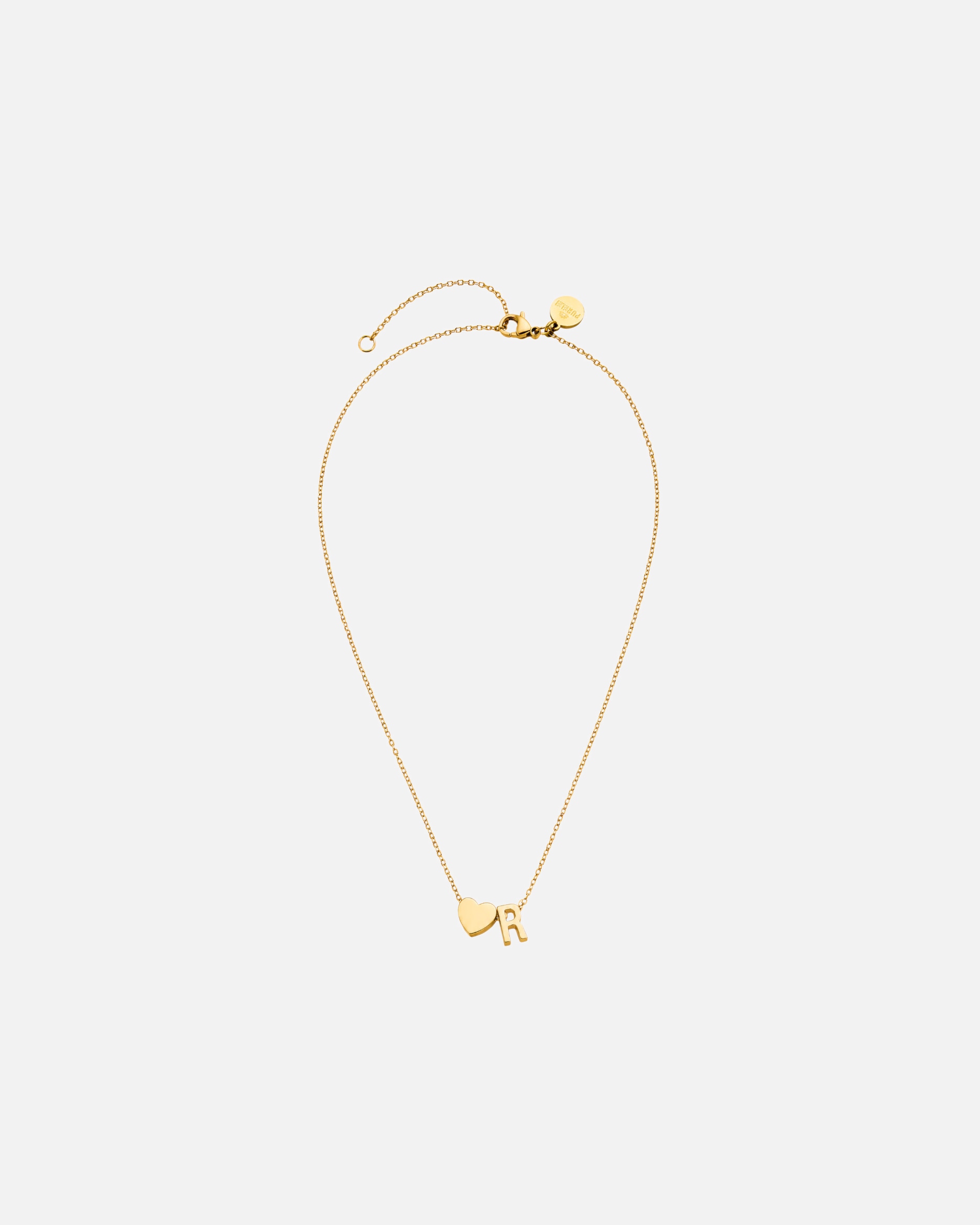 Collana di Unisex Purelei Letter Heart R Collana 100% acciaio inossidabile Oro