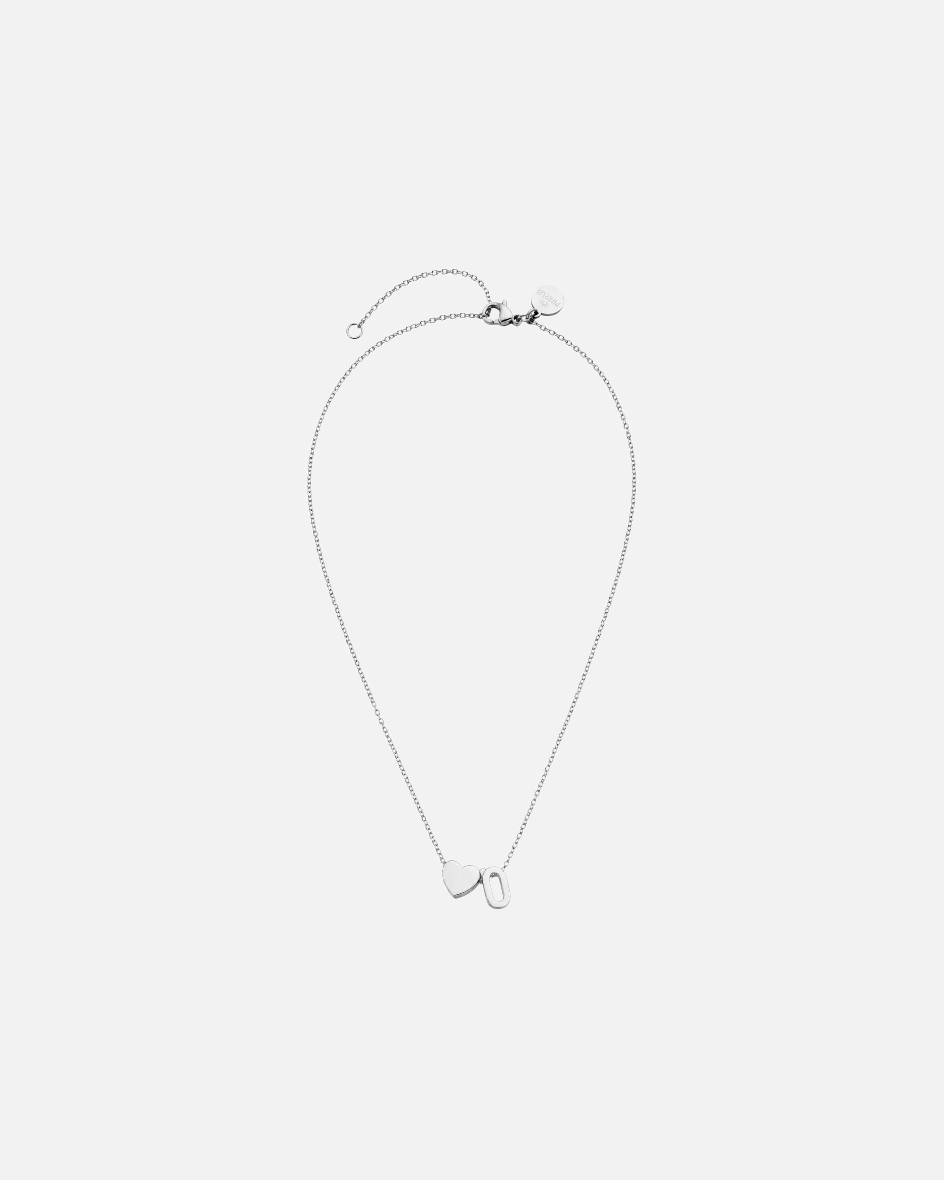 Collana di Unisex Purelei Letter Heart O Collana 100% acciaio inossidabile Argento