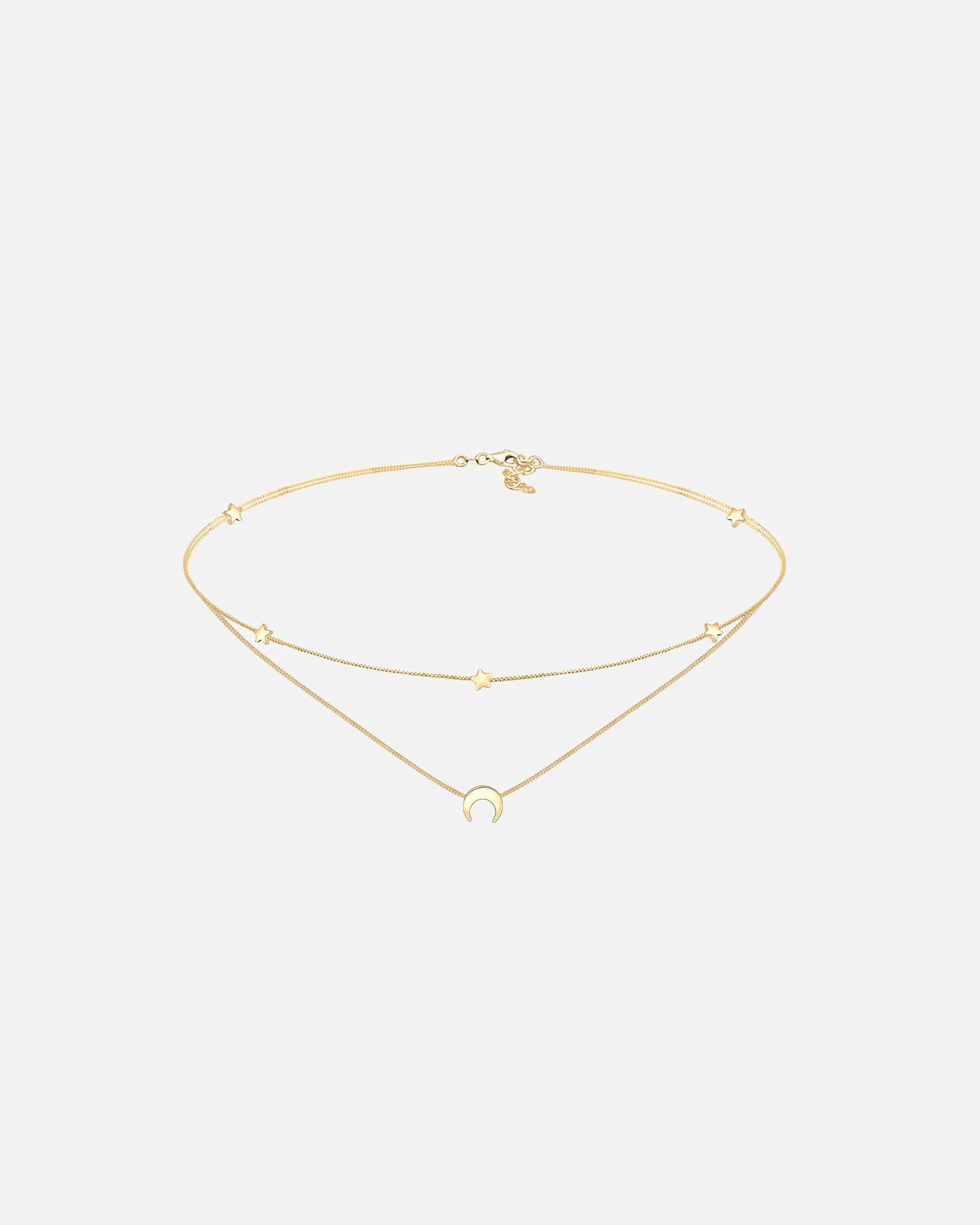 Collana di Femmina Elli Girocollo Strati Astro Stelle Mezzaluna in Argento Sterling 925 goldfarben