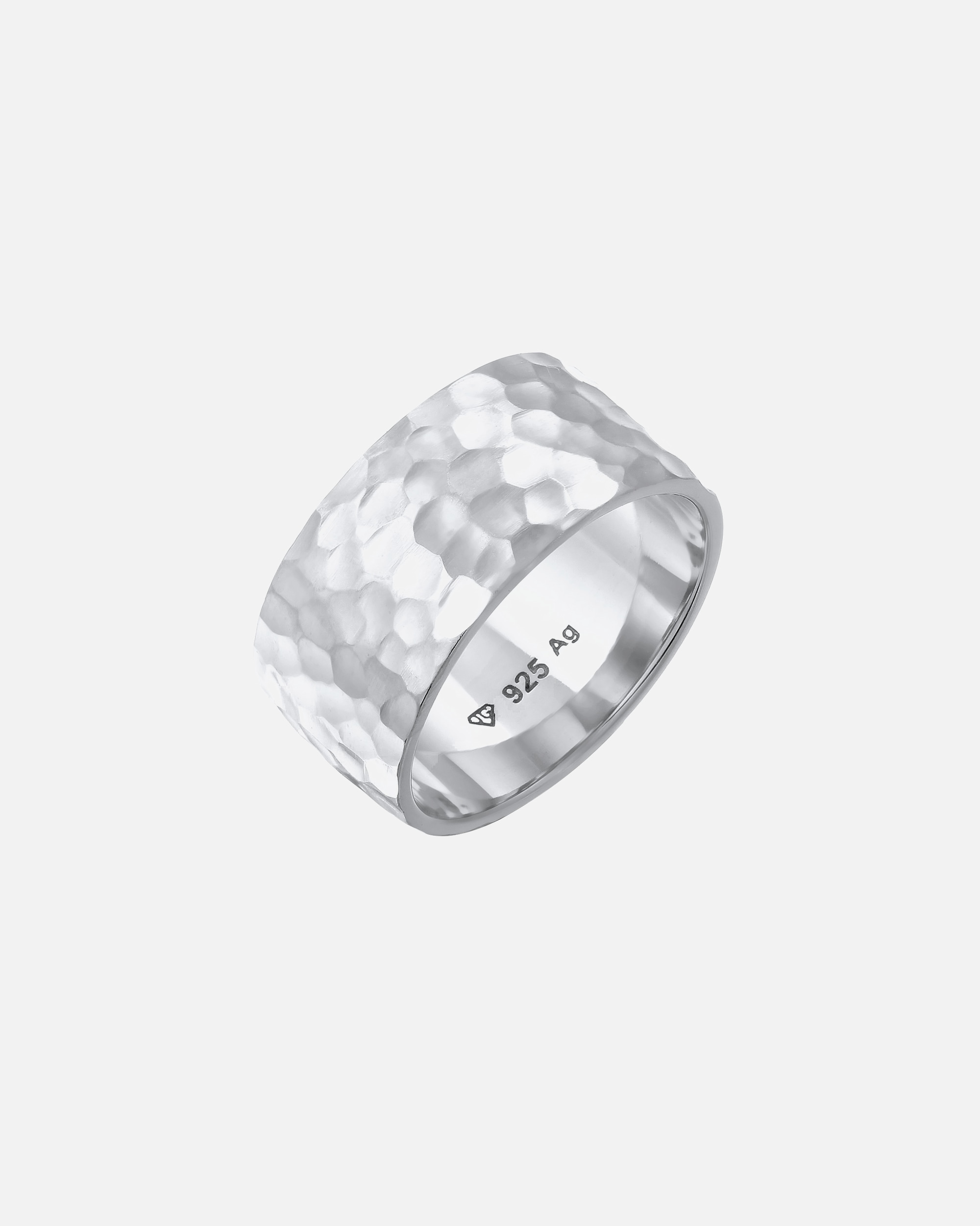 Anello di Femmina Elli Banda di Base Martellato in Argento Sterling 925 52