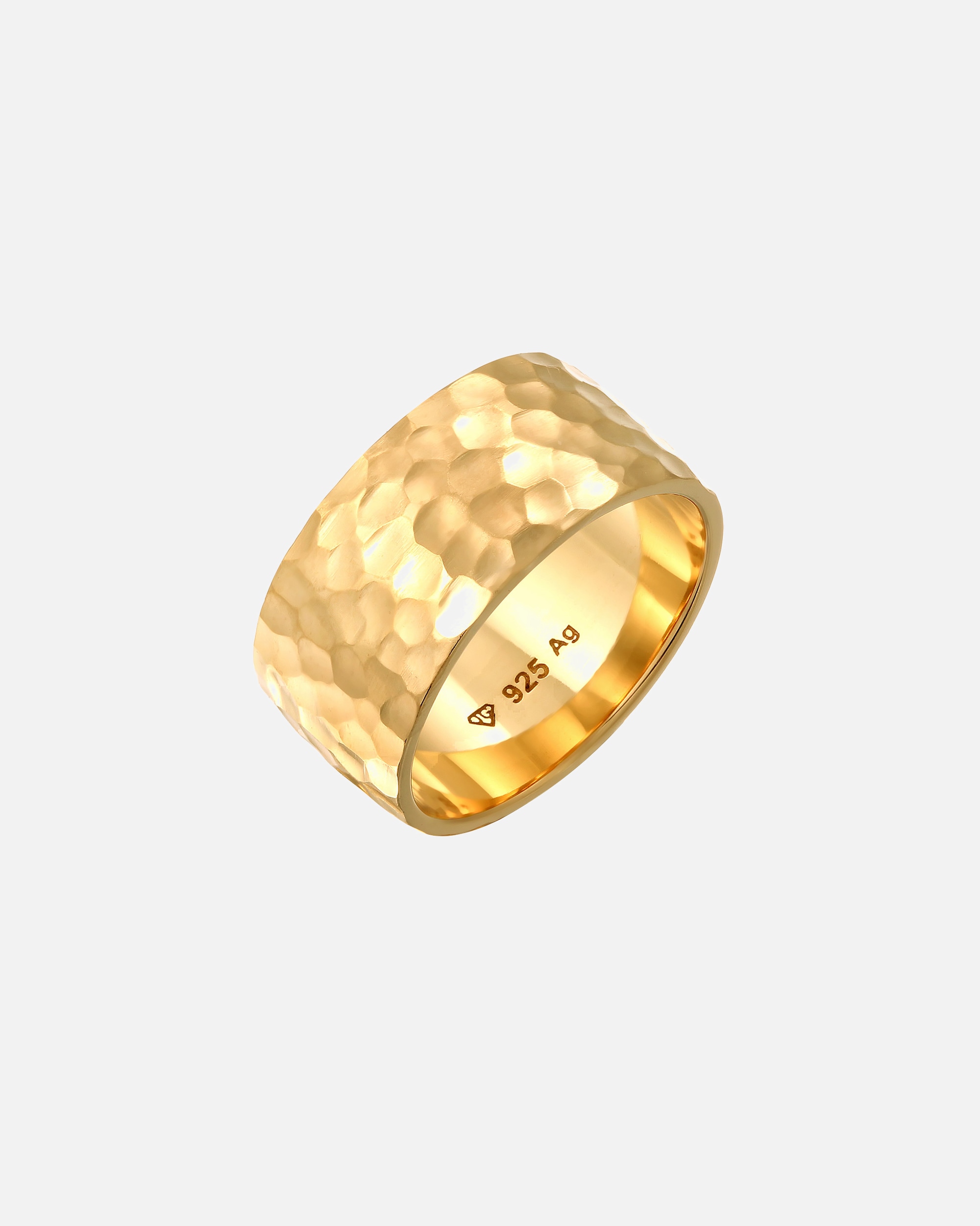Anello di Femmina Elli Banda di Base Martellato in Argento Sterling 925 56
