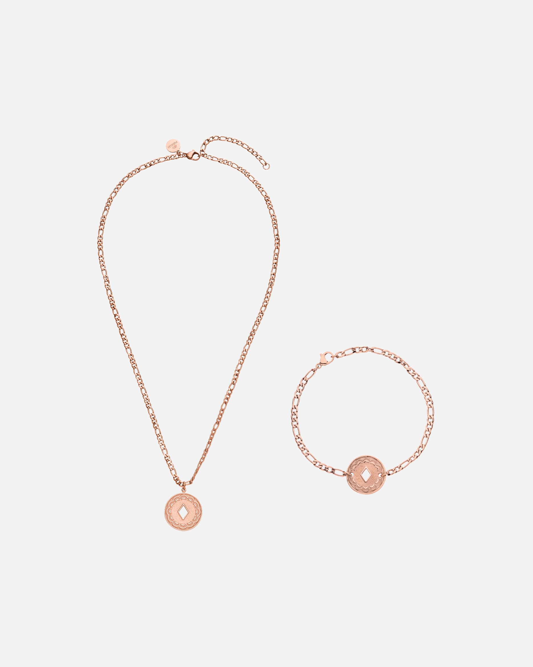 Set Gioielli di Unisex Purelei Lolani Collana e orecchini 100% acciaio inossidabile Oro rosa