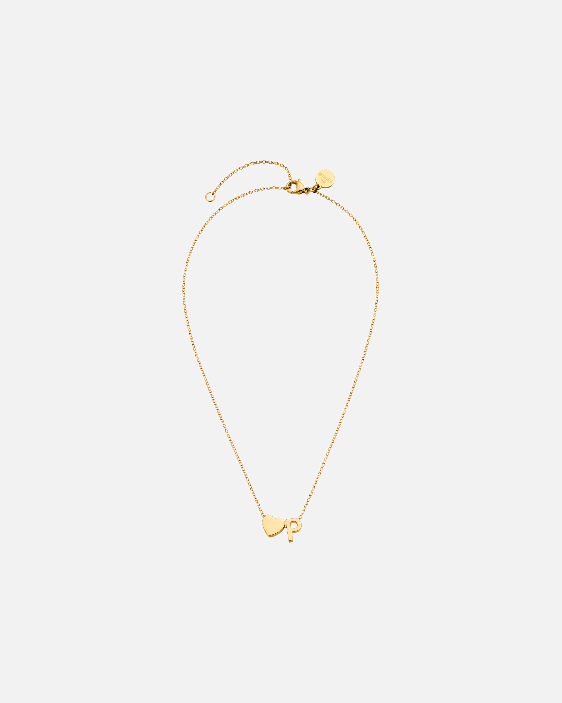 Collana di Unisex Purelei Letter Heart P Collana 100% acciaio inossidabile Oro