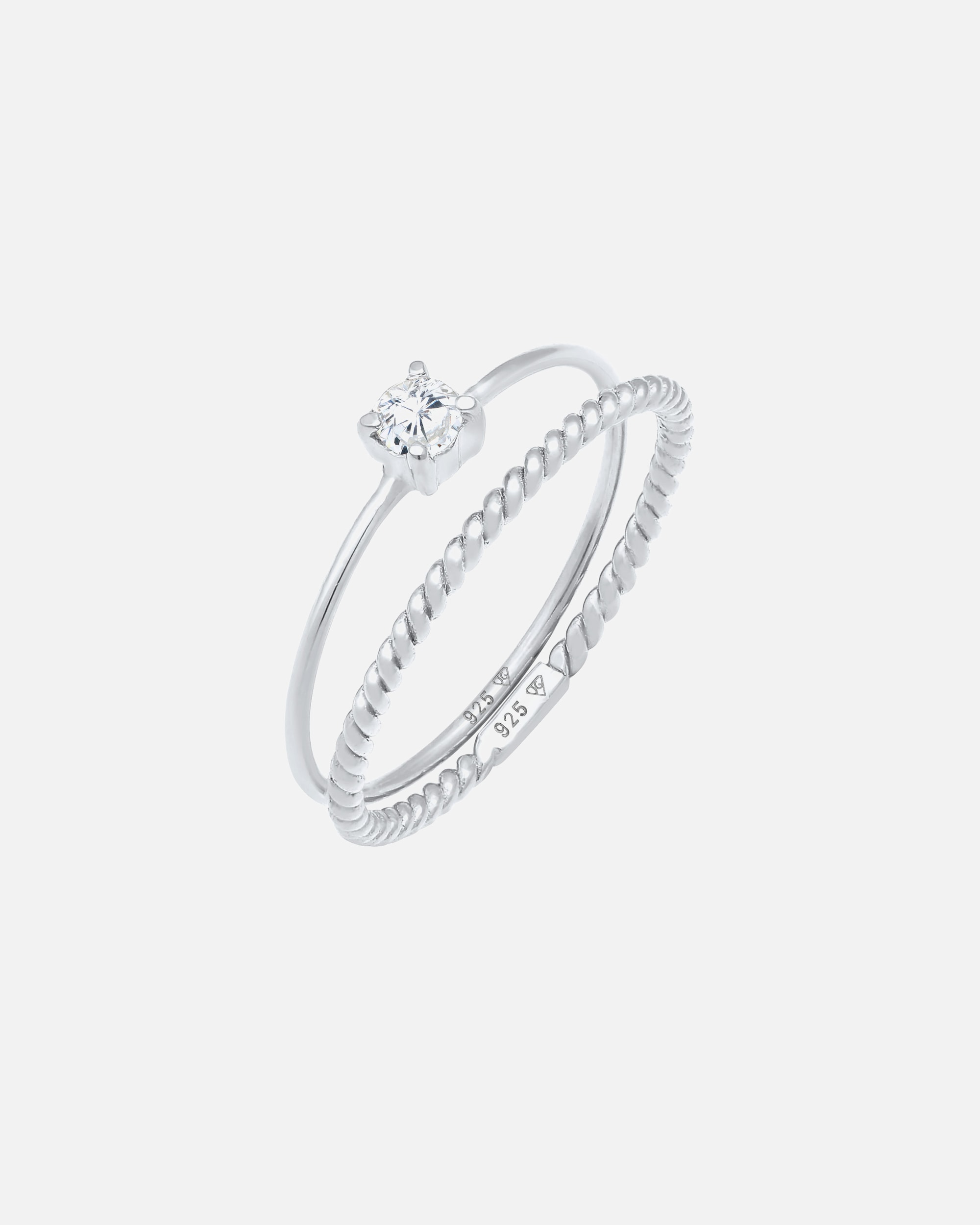 Anello di Femmina Elli Anello a fascia Set Contorto Trend Blogger con pietra Zirconia in 925 argento sterling 56