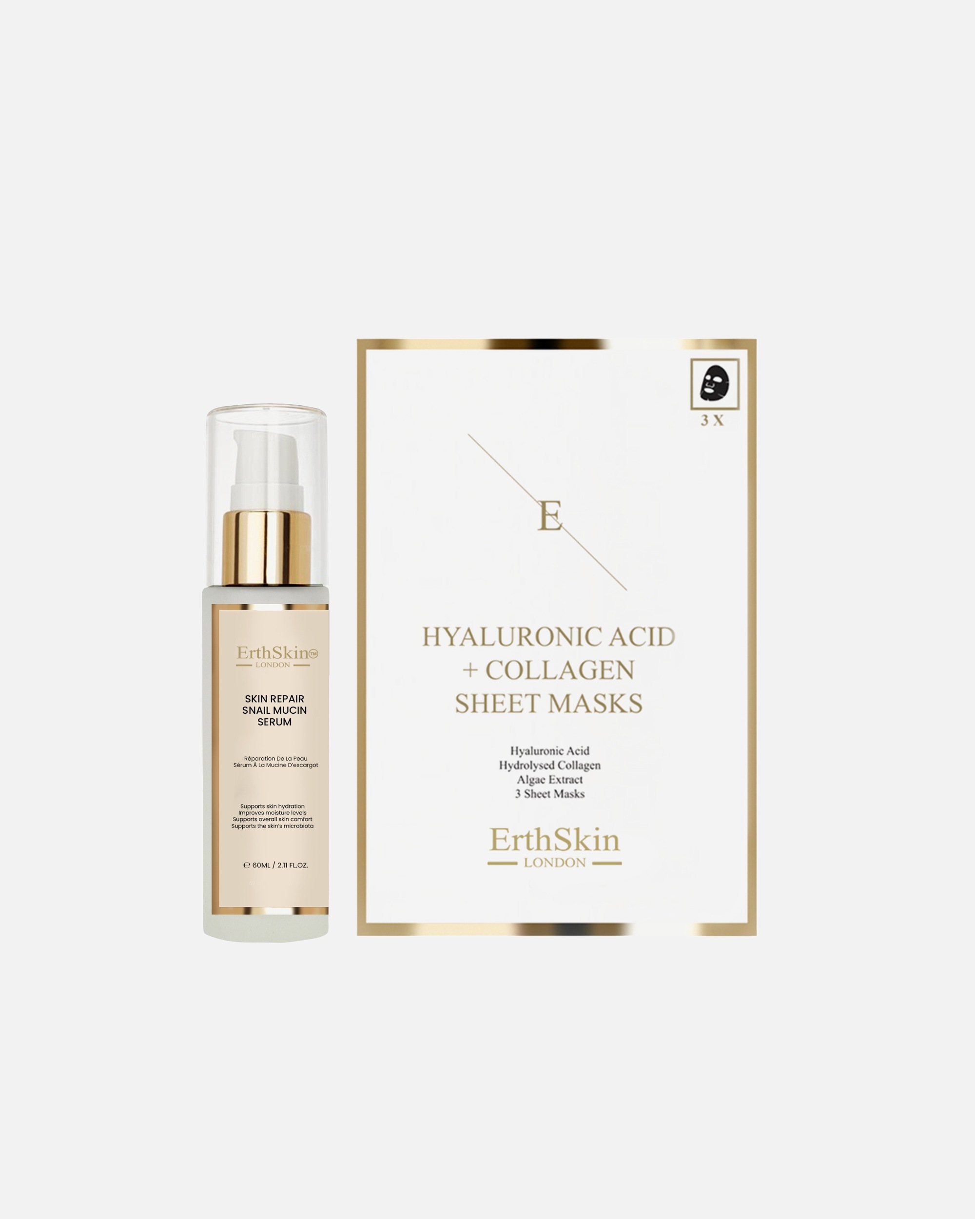 di Unisex ErthSkin London Set con siero riparatore alla bava di lumaca e maschera al collagene 1 pezzo