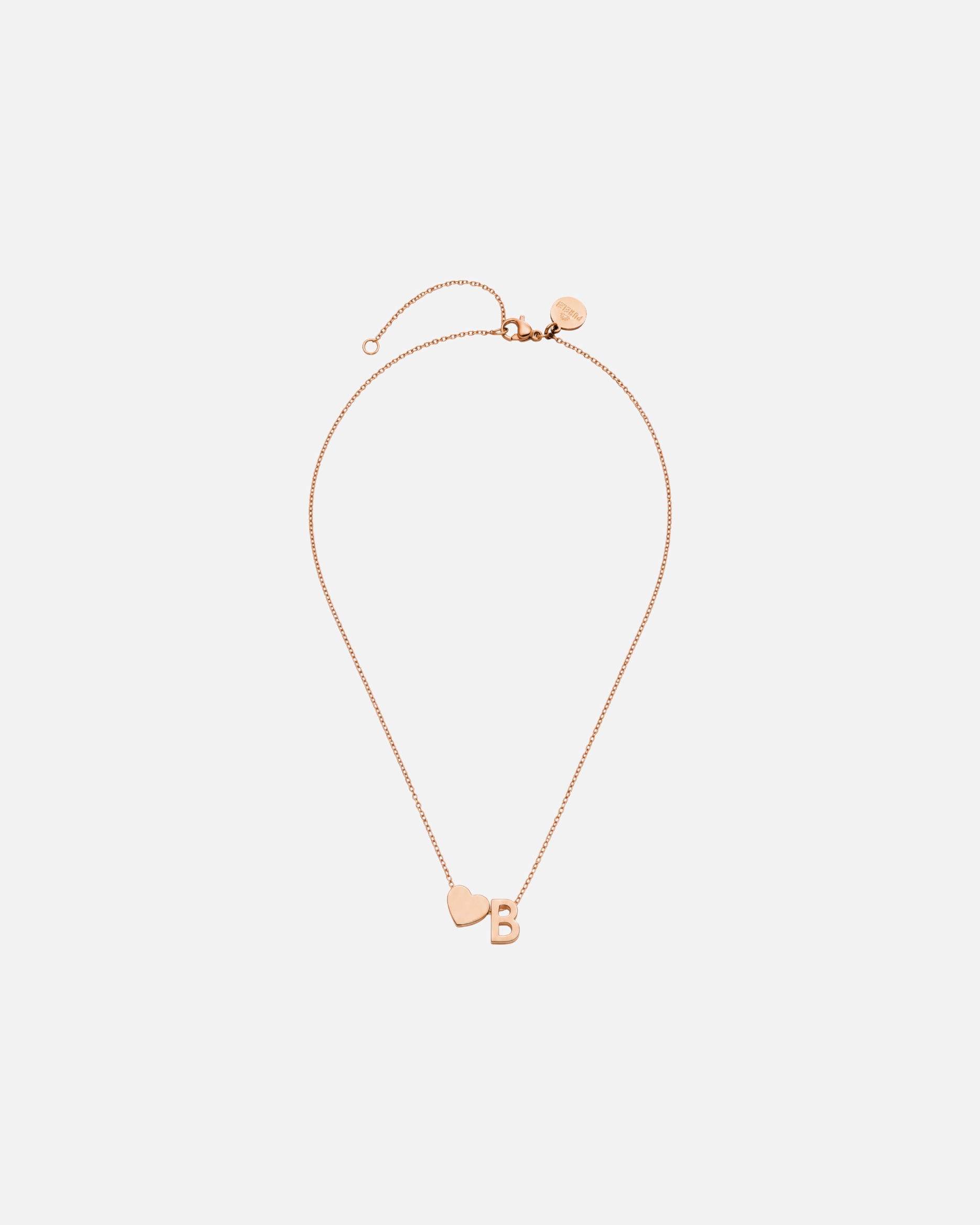 Collana di Unisex Purelei Letter Heart B Collana 100% acciaio inossidabile Oro rosa