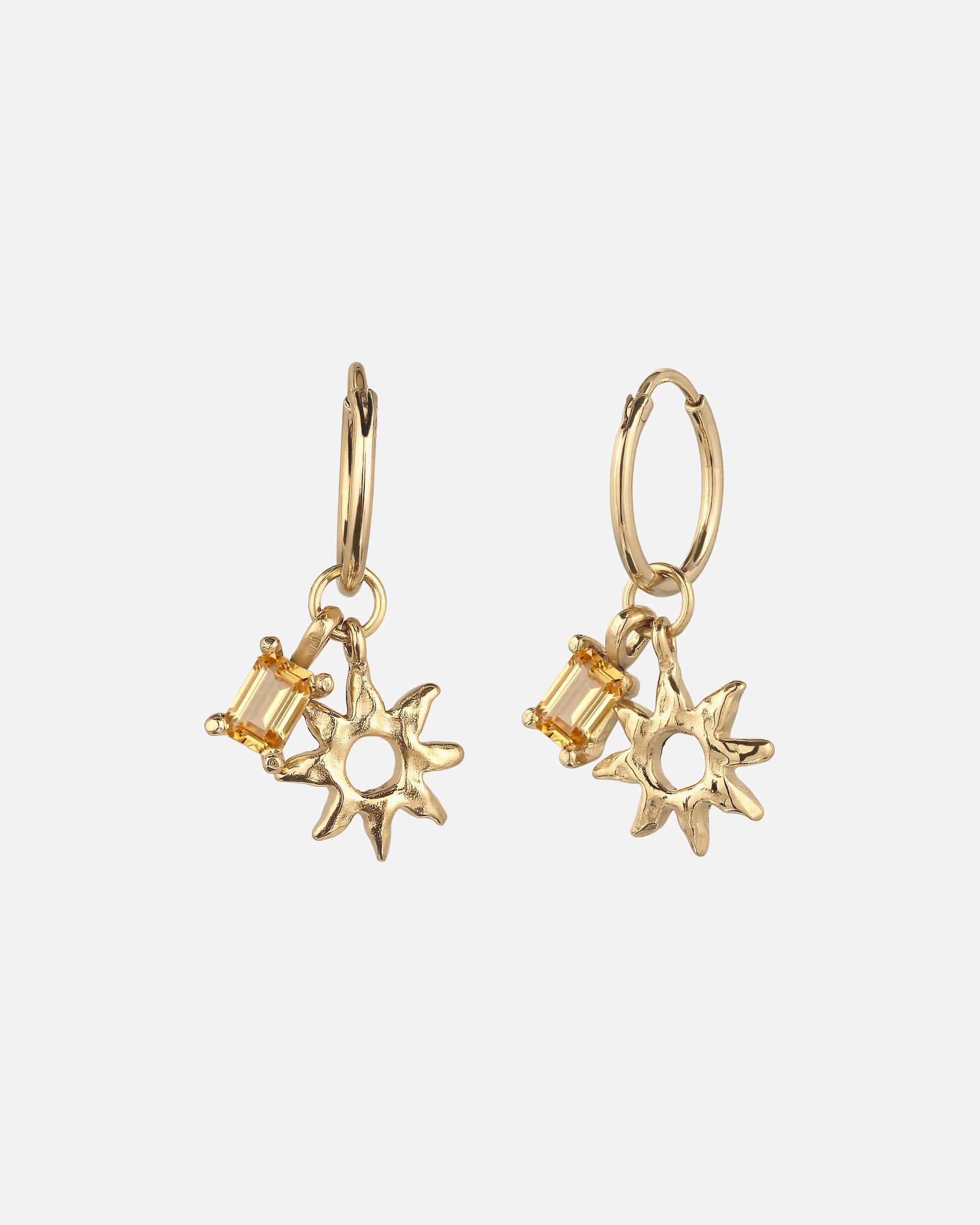 Orecchini di Femmina Elli Orecchino Creole Sole Citrino Giallo 925 Sterling Silver goldfarben