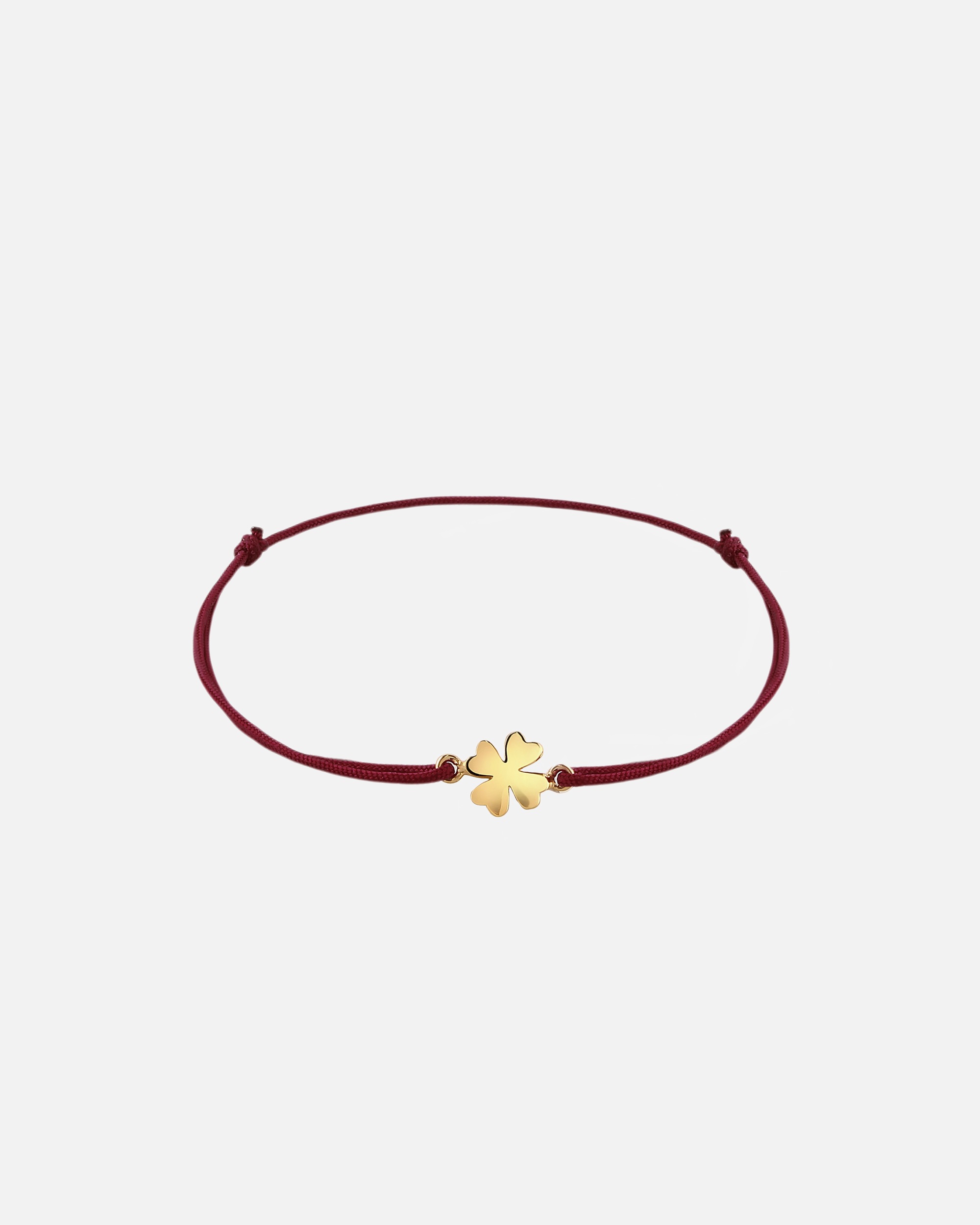 Braccialetto di Femmina Elli Ciondolo a forma di trifoglio della fortuna con nylon in argento sterling 925 placcato oro Rosso scuro