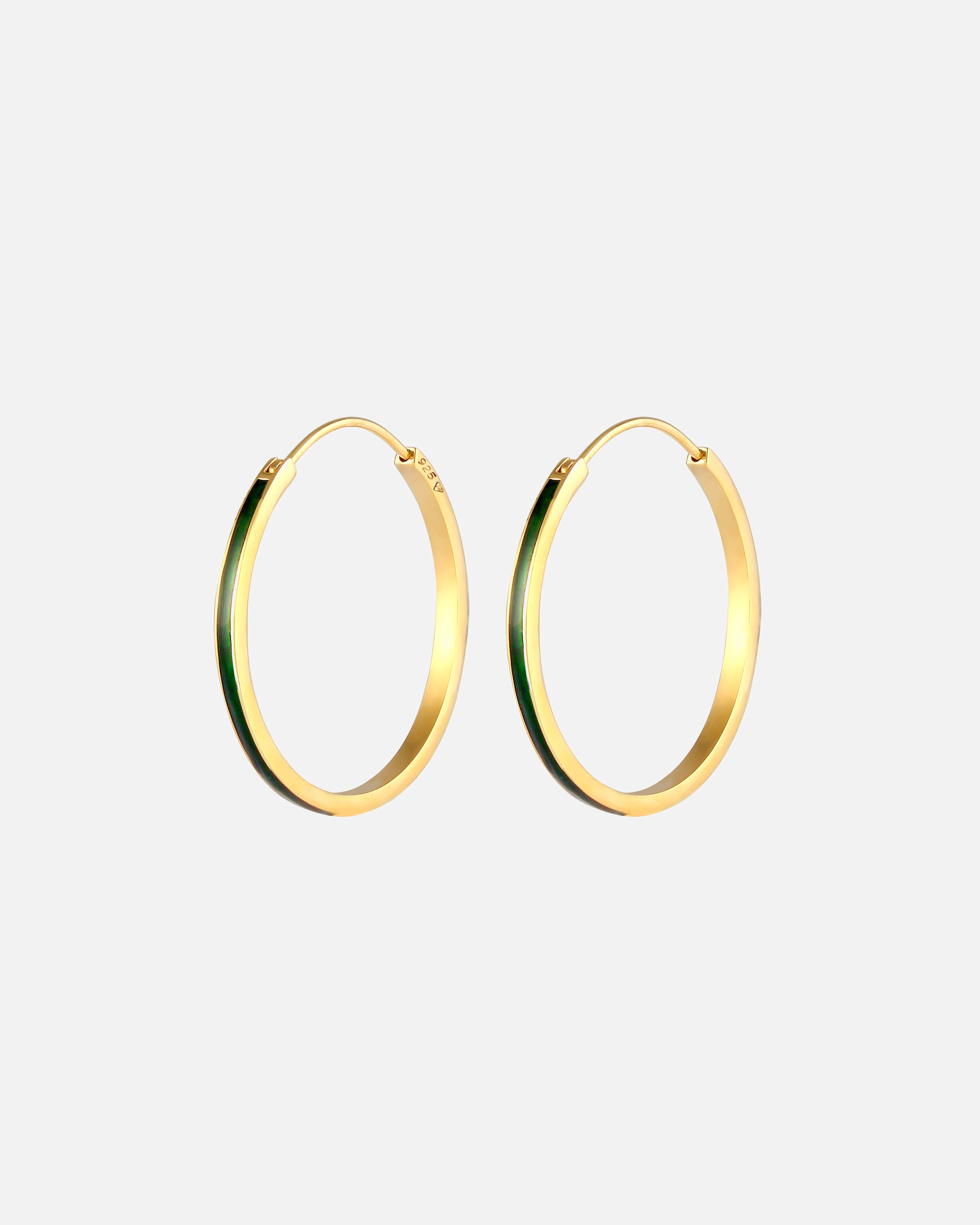 Orecchini di Femmina Elli Creoli Basic Filigrana con Smalto nero in argento sterling 925 Verde