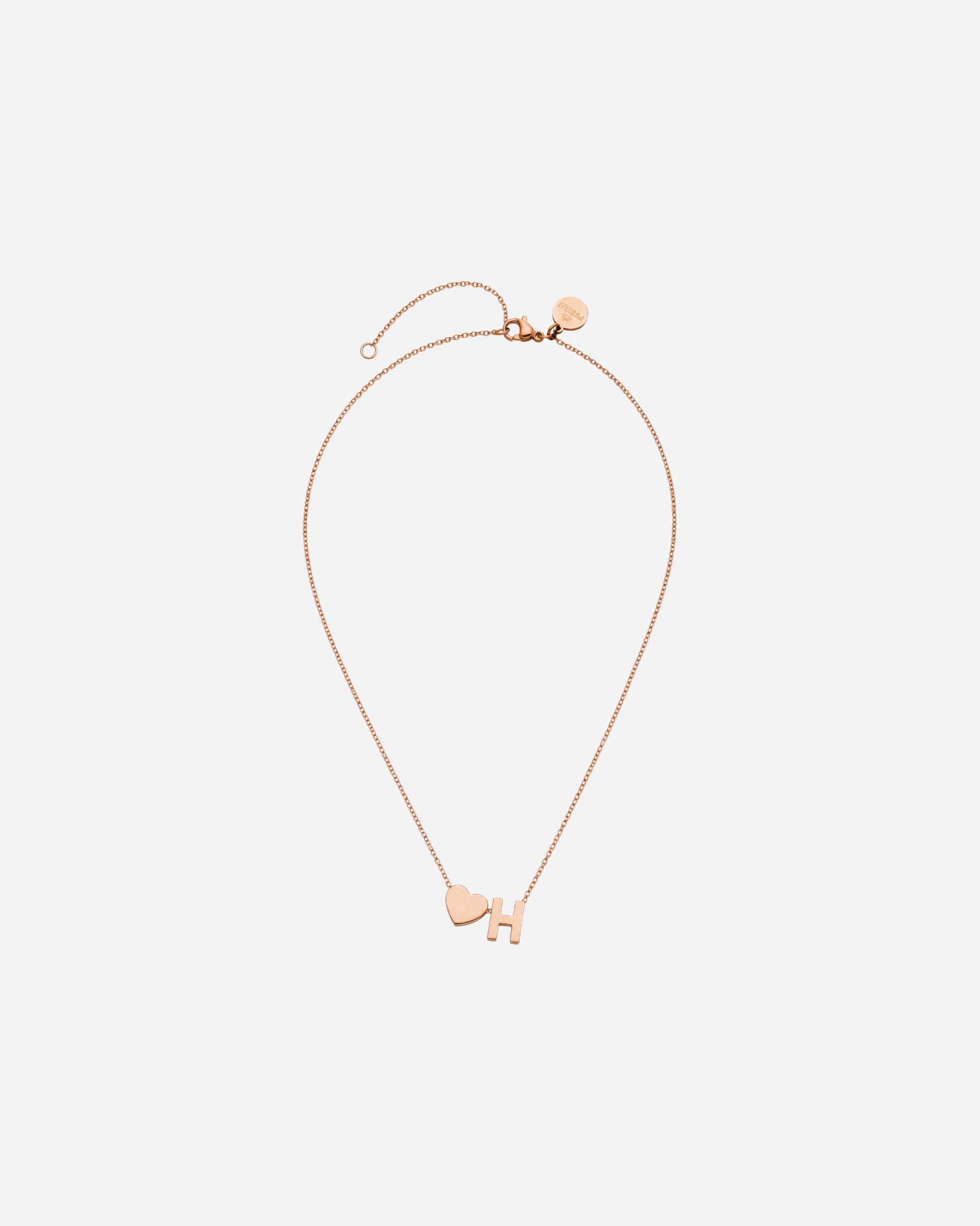 Collana di Unisex Purelei Letter Heart H Collana 100% acciaio inossidabile Oro rosa
