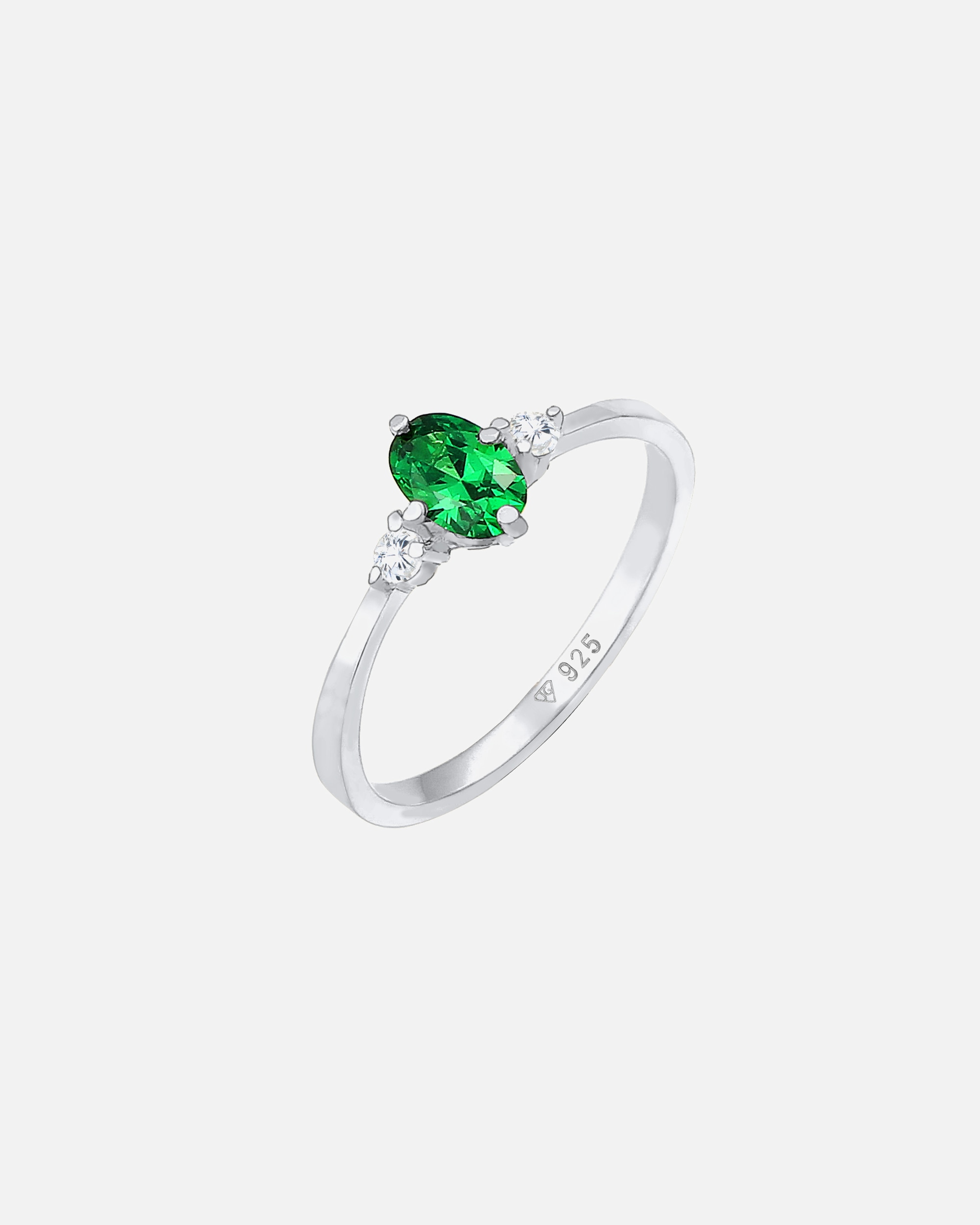 Anello di Femmina Elli Banda Elegante con Cristalli di Zirconia Verde in Argento Sterling 925 52