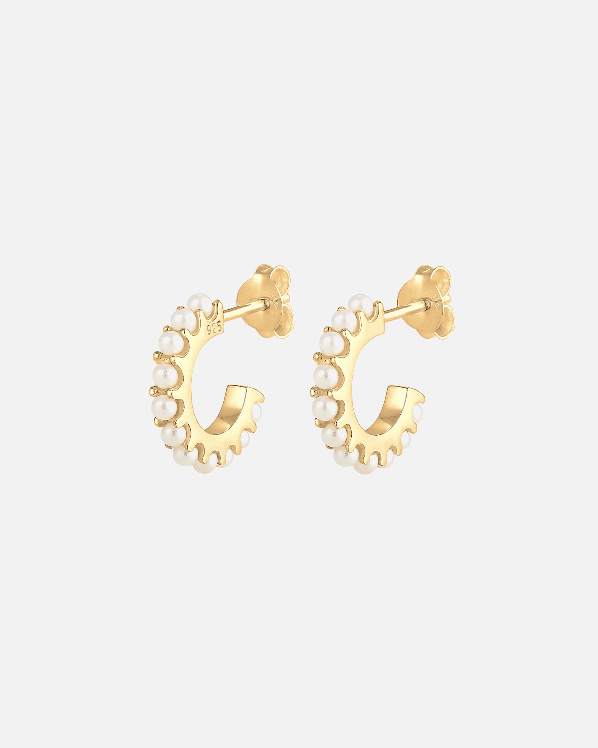 Orecchini a Cerchio di Femmina Elli Creoli Elegante con perle sintetiche in Argento Sterling 925 goldfarben