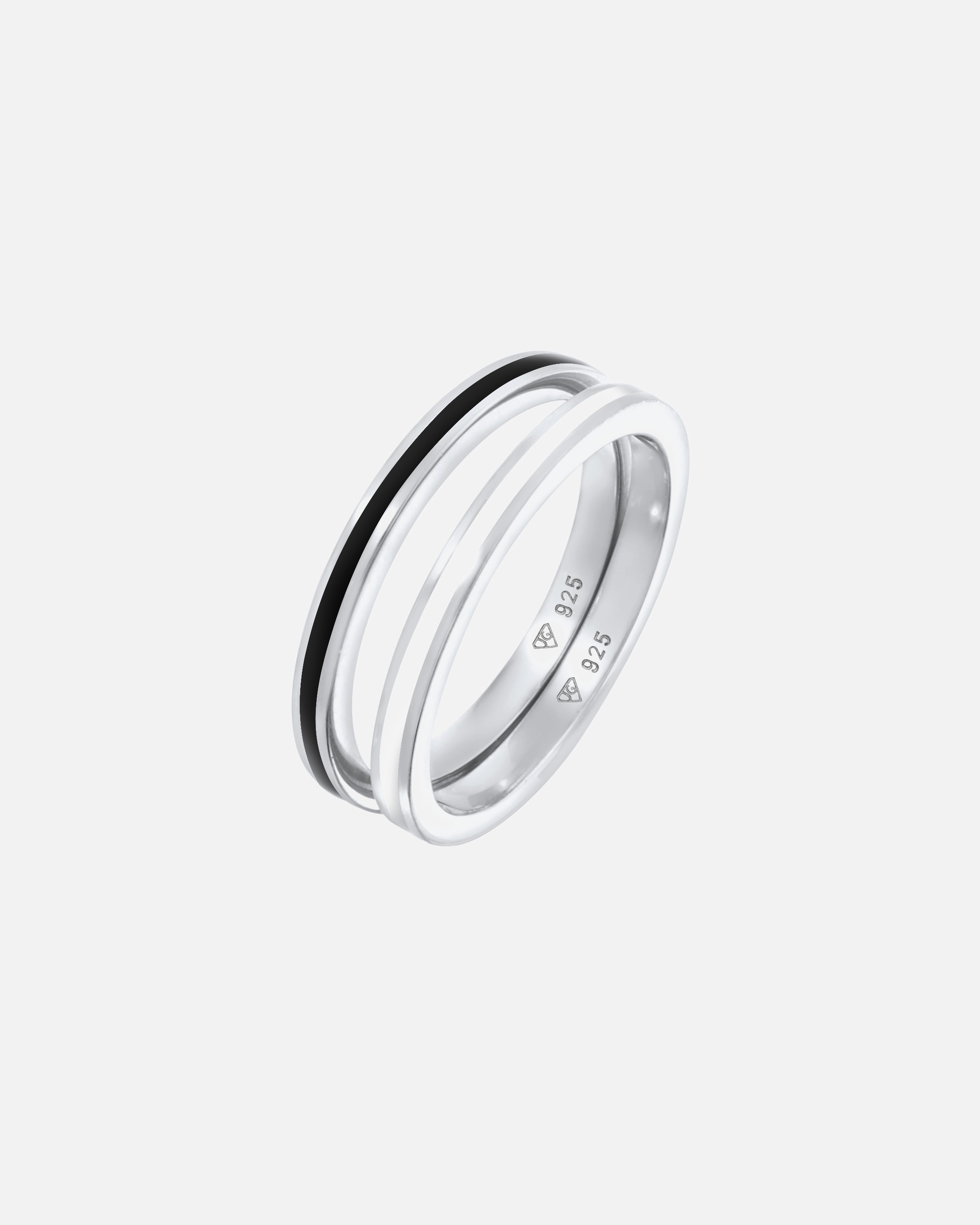 Anello di Femmina Elli Banda di Base con Smalto Nero in Argento Sterling 925 58