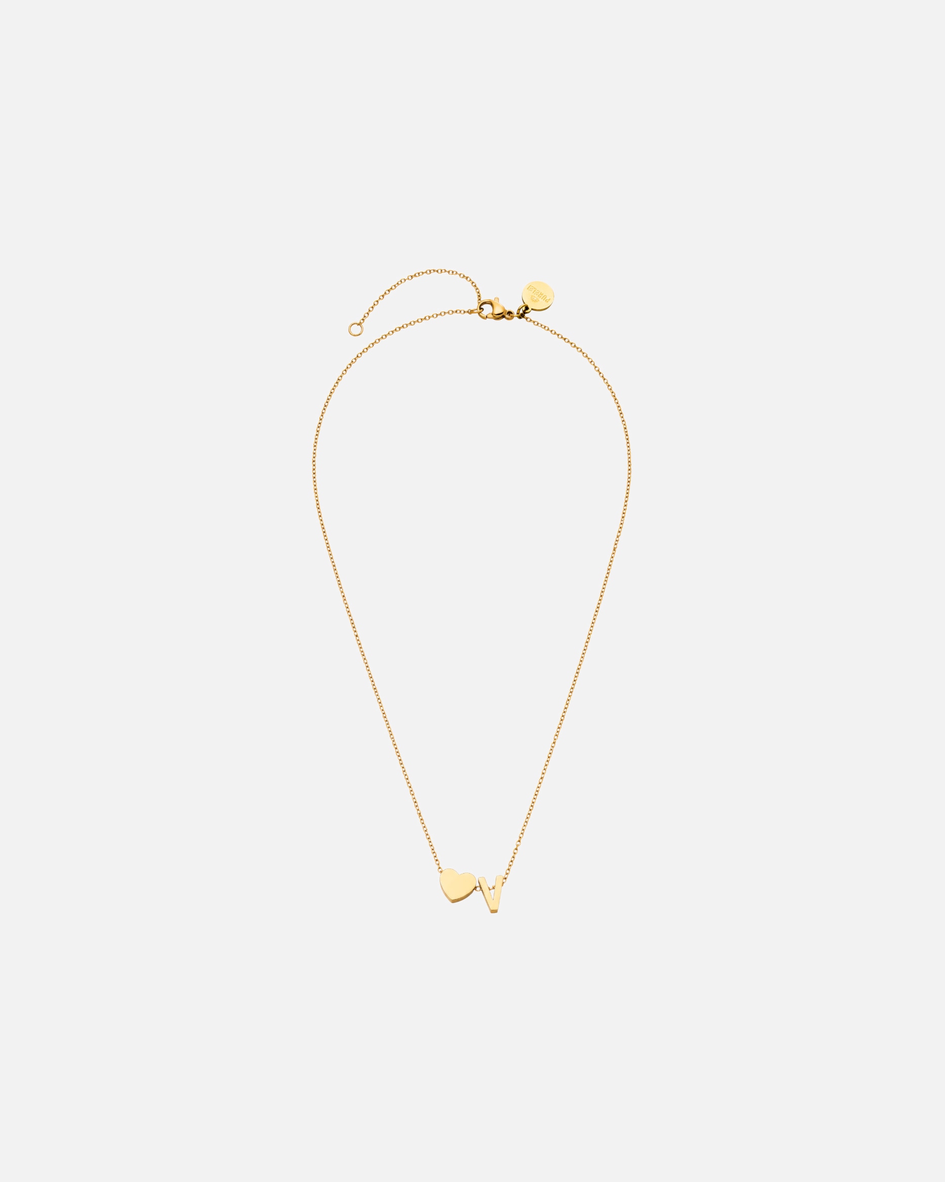 Collana di Unisex Purelei Letter Heart V Collana 100% acciaio inossidabile Argento