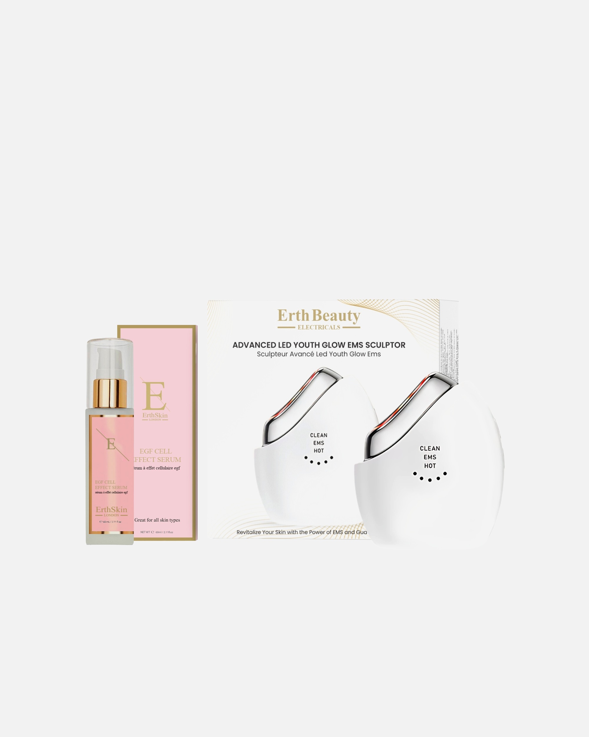 Dispotivo Massaggio Viso di Unisex ErthSkin London LED EMS Sculptor Duo Siero EGF 1 Stück