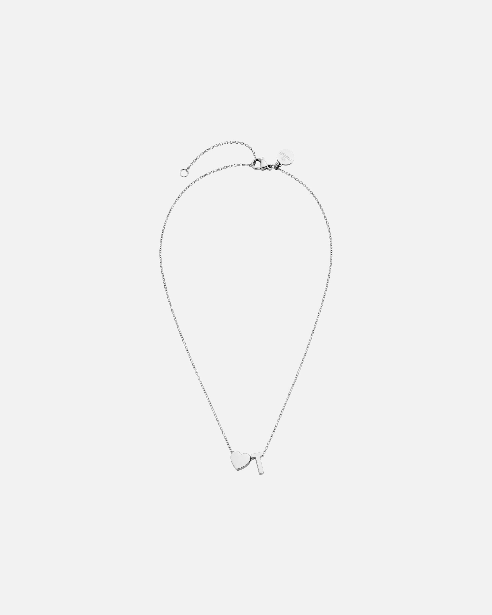 Collana di Unisex Purelei Letter Heart T Collana 100% acciaio inossidabile Argento