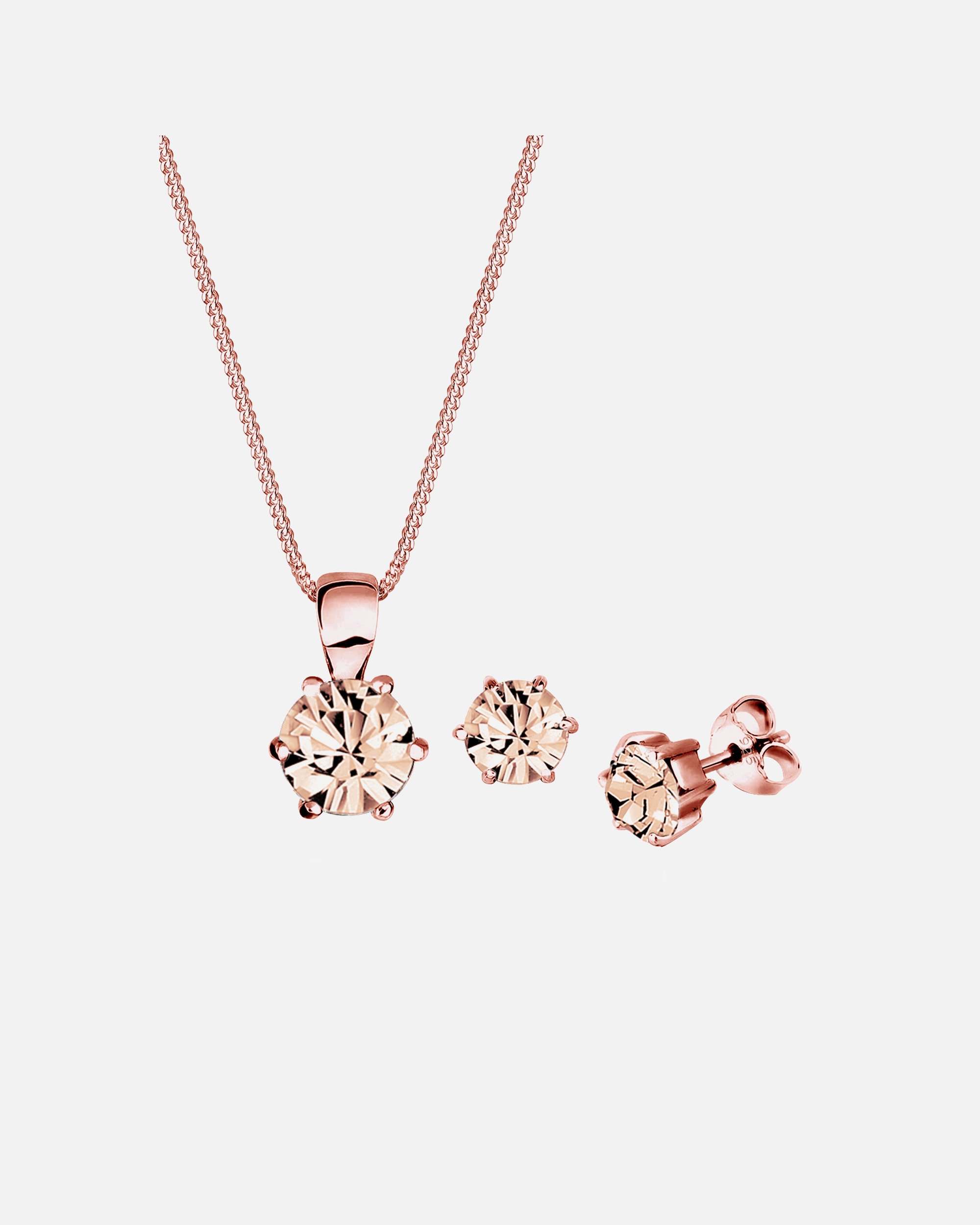 Set Gioielli di Femmina Elli Set di gioielli semplice elegante con cristalli in argento sterling 925 placcato oro rosa Rosa