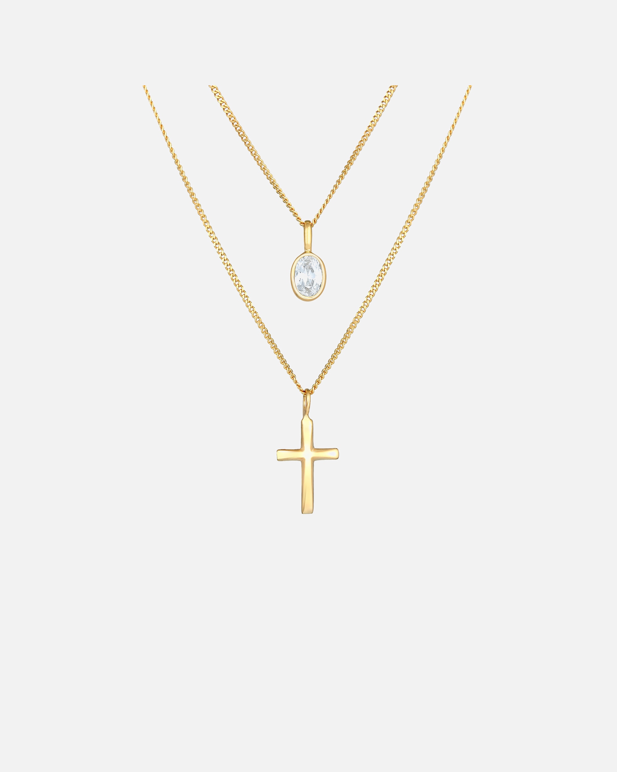 Collana di Femmina Elli Layer croce ciondolo tendenza fede con cristalli zirconia in argento sterling 925 goldfarben