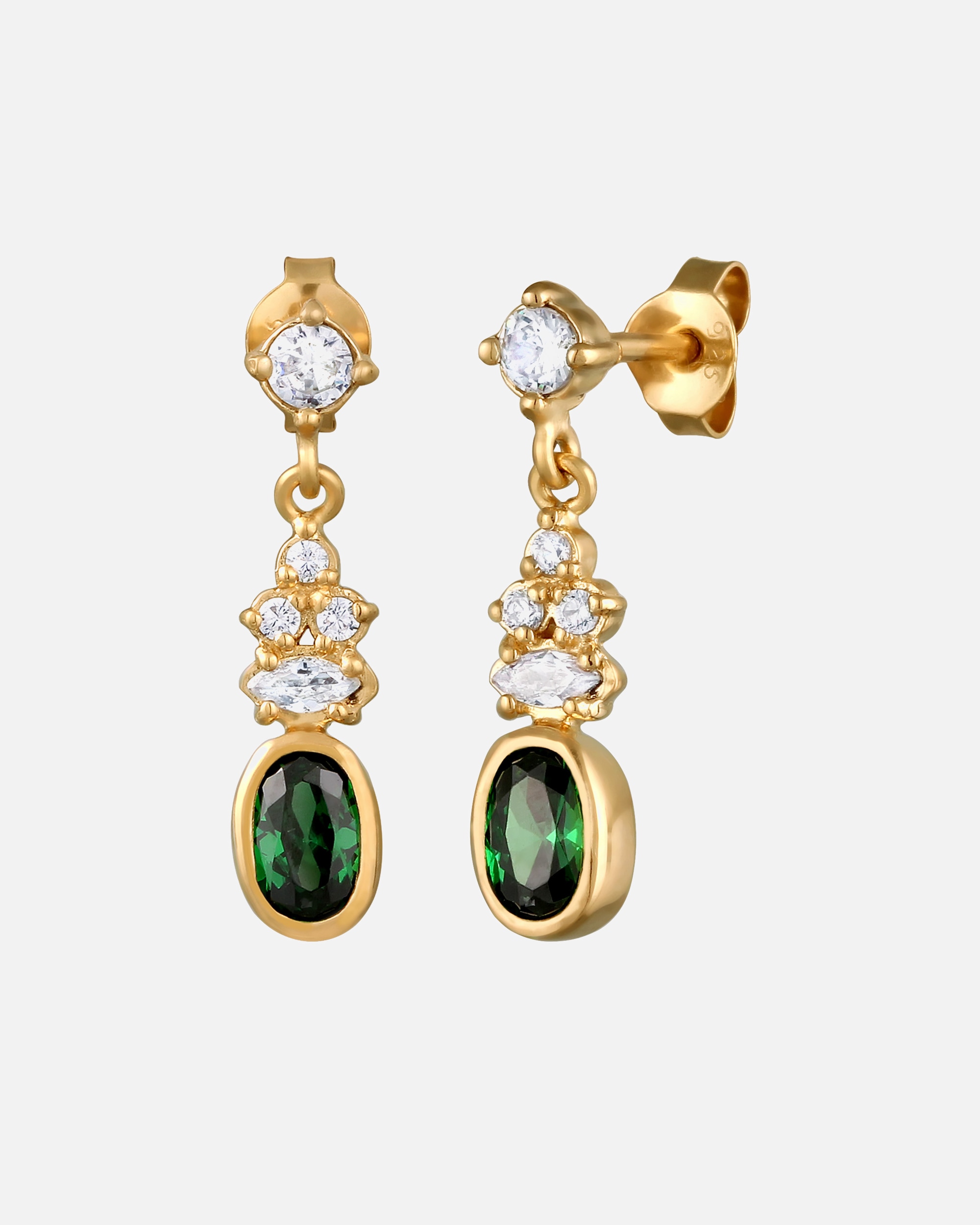 Orecchini di Femmina Elli Orecchino Zirconia Verde 925 Sterling Silver Gold-plated goldfarben