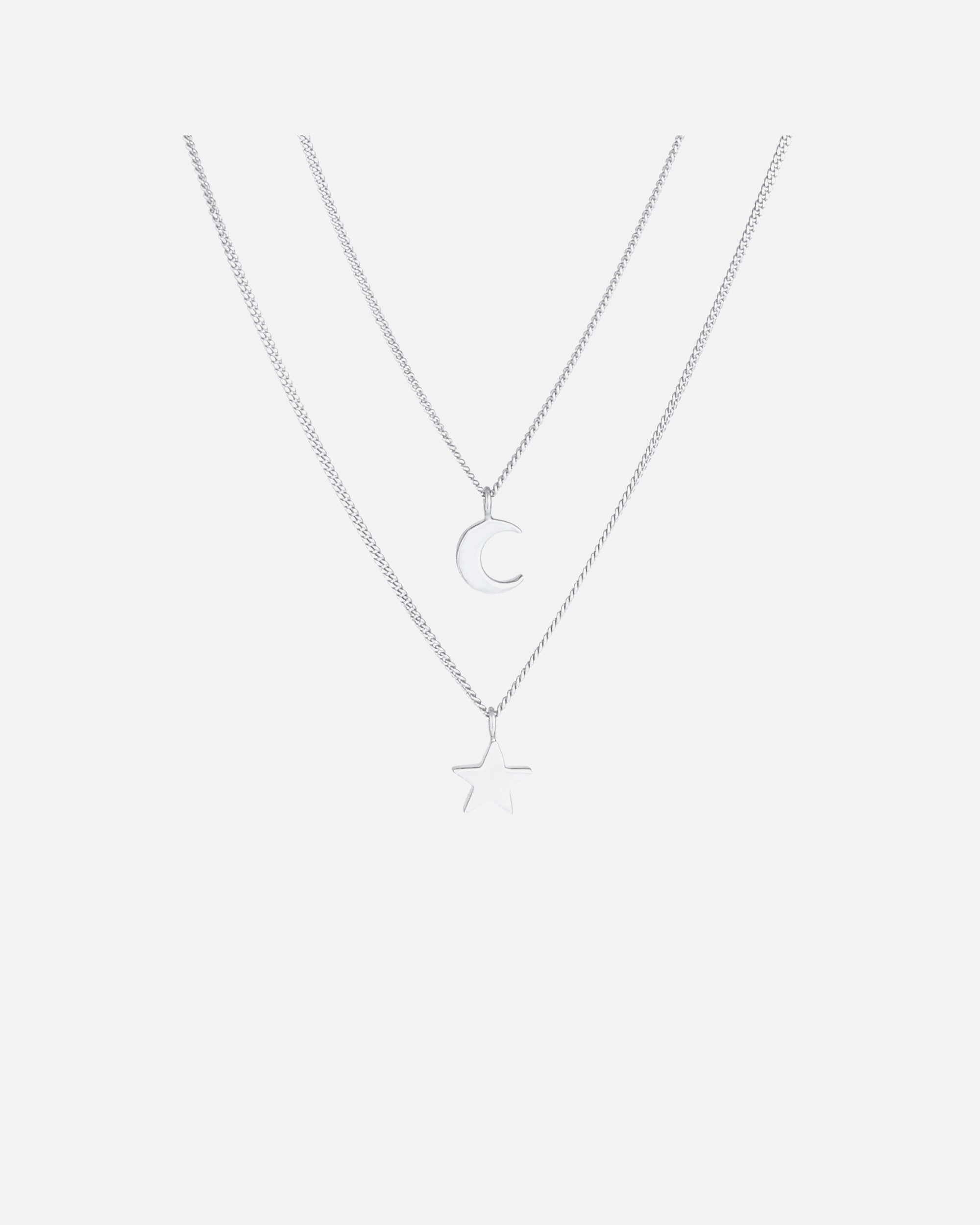 Collana di Femmina Elli Layer Star Star Moon Astro a 2 strati Trend in argento sterling 925 silberfarben