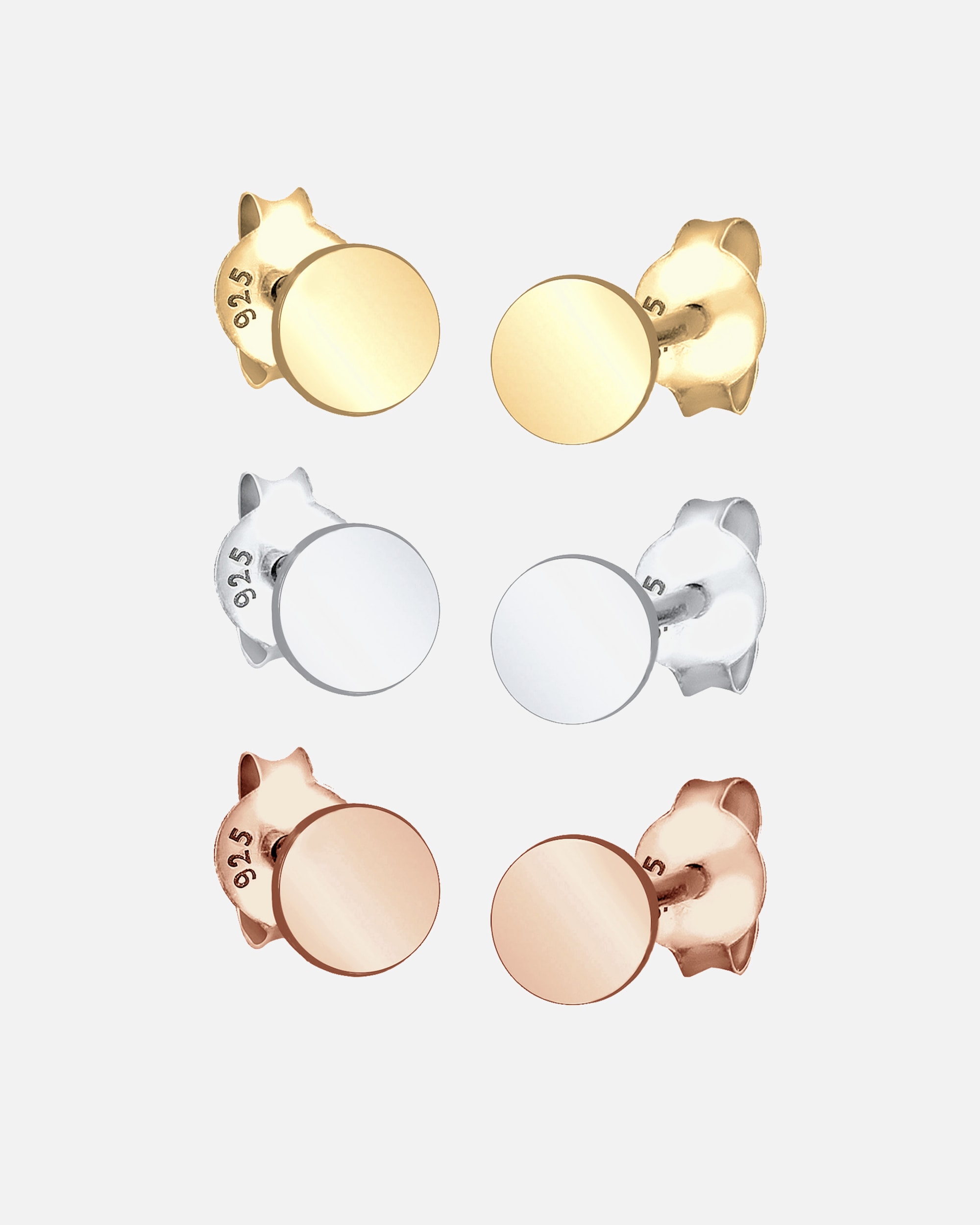 Orecchini di Femmina Elli Set di 3 Cerchio di Base Tricolore in Argento Sterling 925 silberfarben