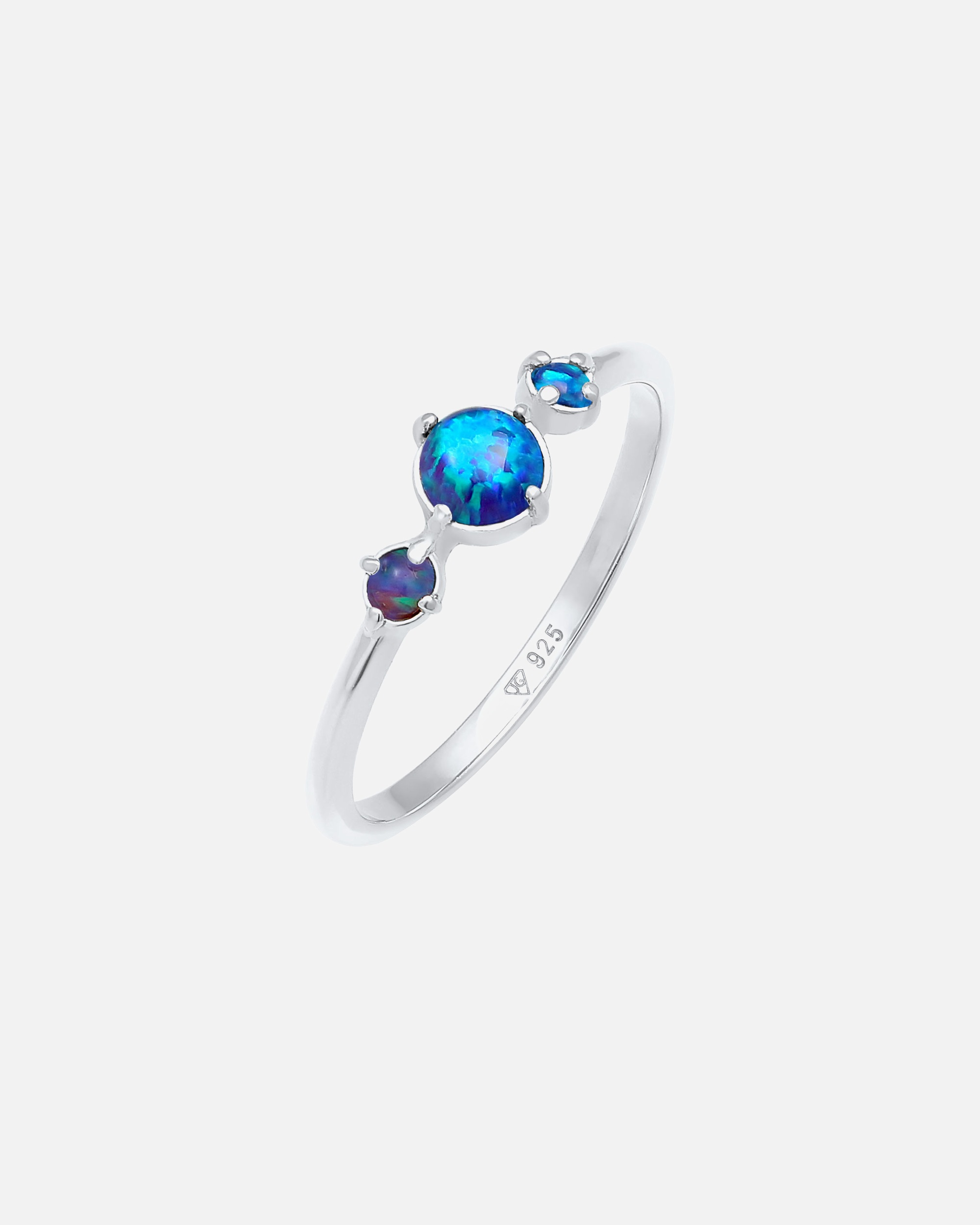 Anello di Femmina Elli Banda Geo Vintage Tendenzia con Opale Sintetico in Argento Sterling 925 52