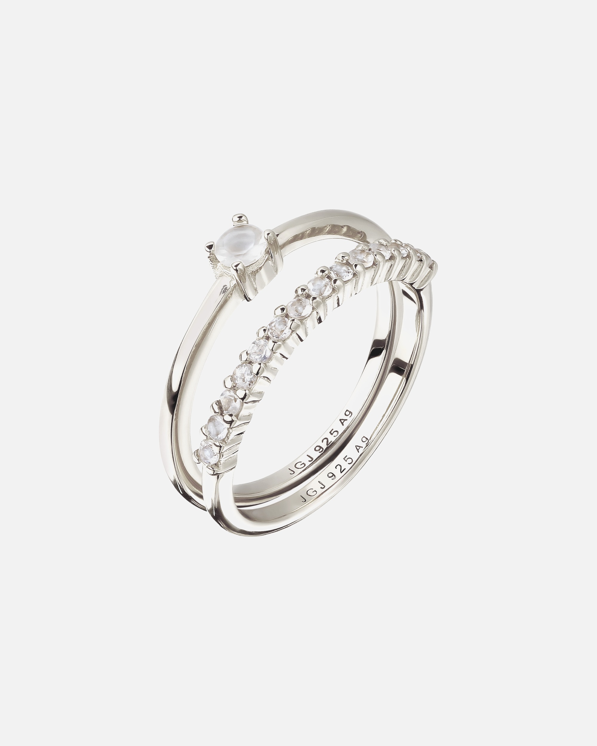 Anello di Femmina Elli PREMIUM Anello Moonstone Rainbow 925 Sterling Silver 52