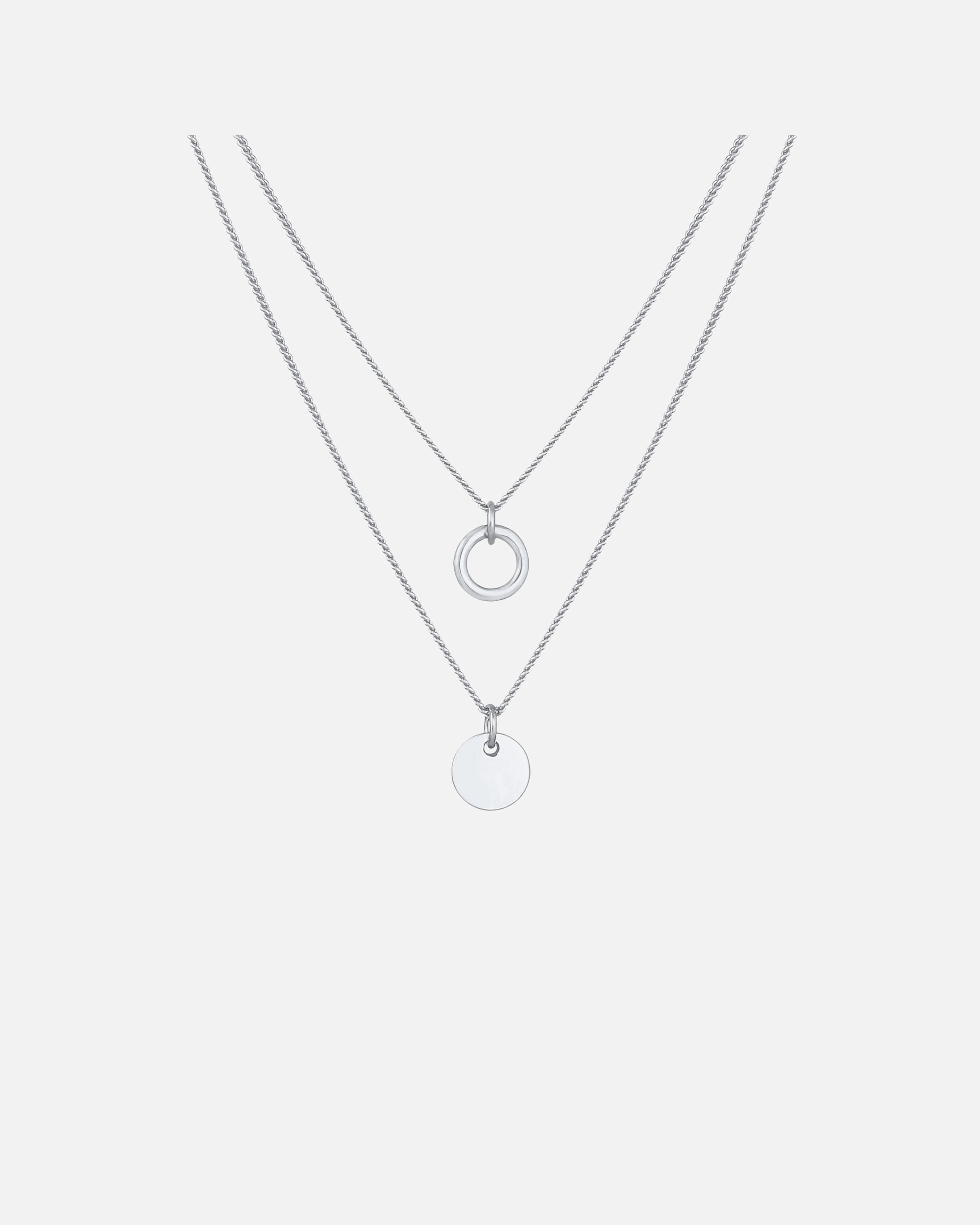 Collana di Femmina Elli Ciondolo Strati Cerchio Placchetta di Base Tendenza in Argento Sterling 925 40
