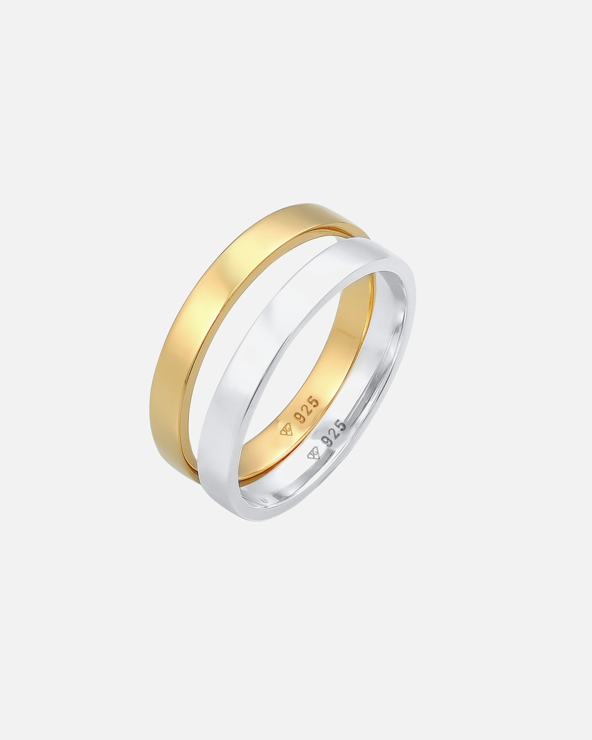 Anello di Femmina Elli Anello a fascia Duo Basic Classico Bi-Color in argento sterling 925 placcato oro 56