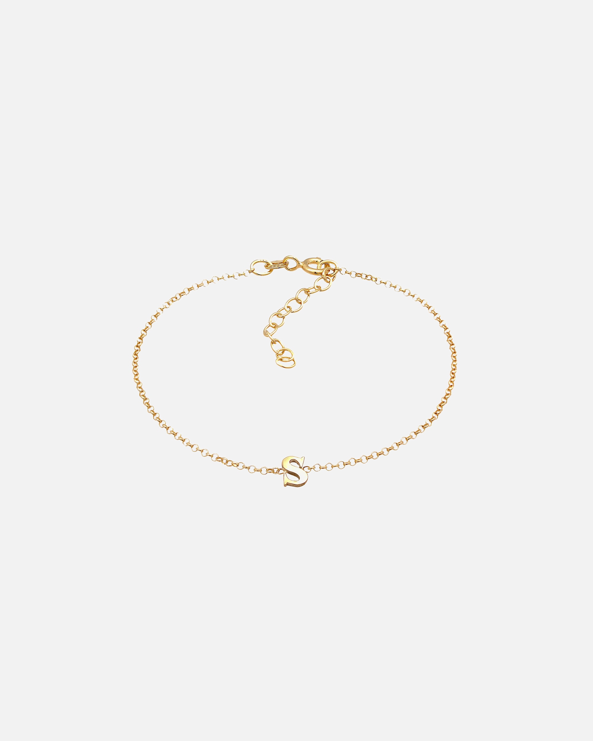 Braccialetto di Femmina Ciondolo Lettera S di base in Argento Sterling 925 goldfarben