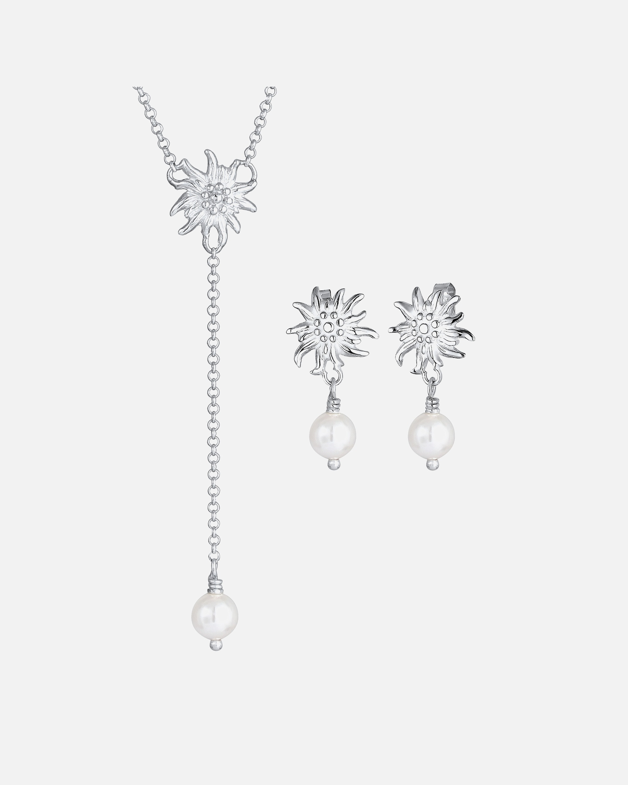 Set Gioielli di Femmina Elli Wiesn Stella Alpina Set di perle in Argento Sterling 925 40 cm