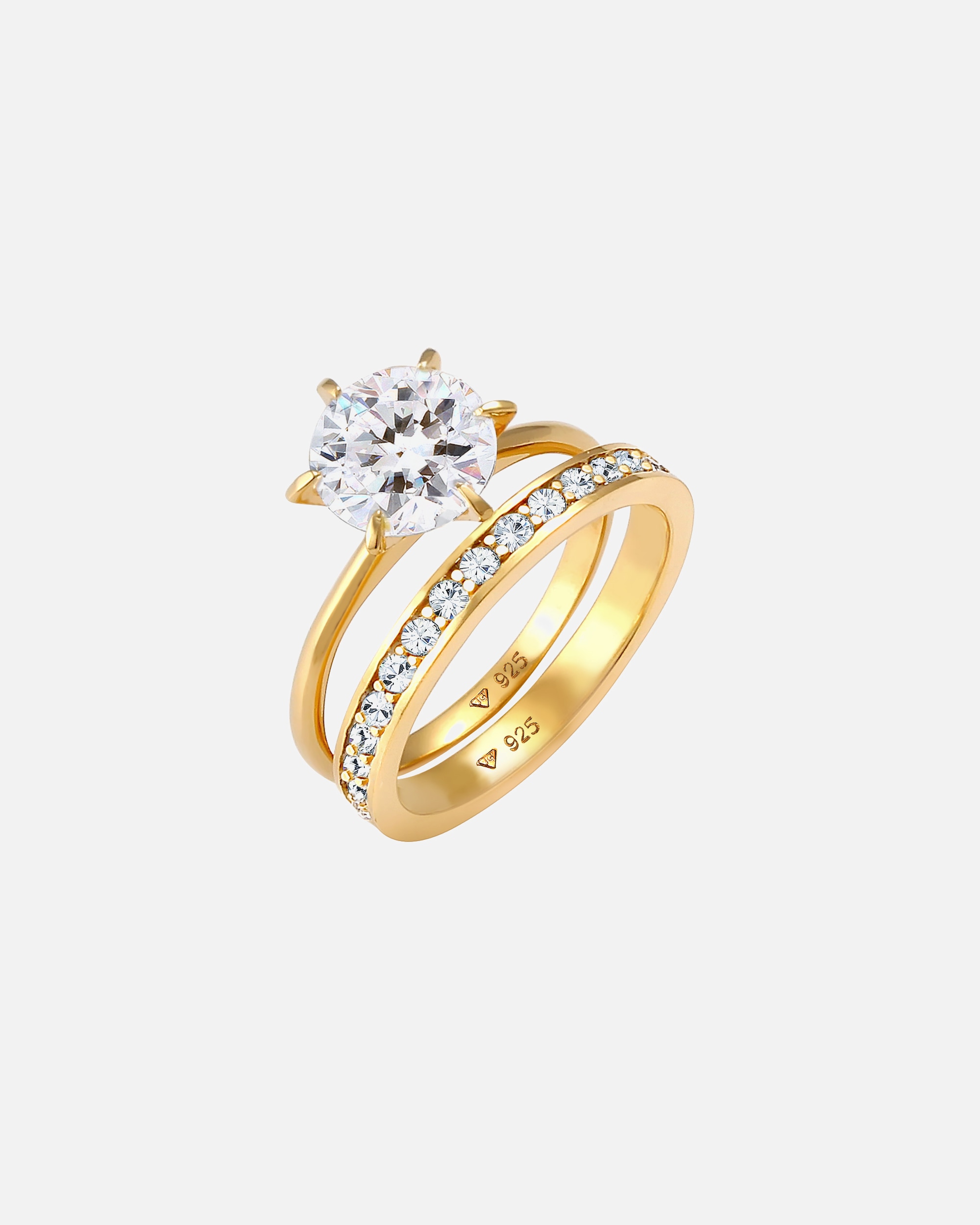 Anello di Femmina Elli Banda Set Solitario Pieno di Fascino con Cristalli in Argento Sterling 925 50