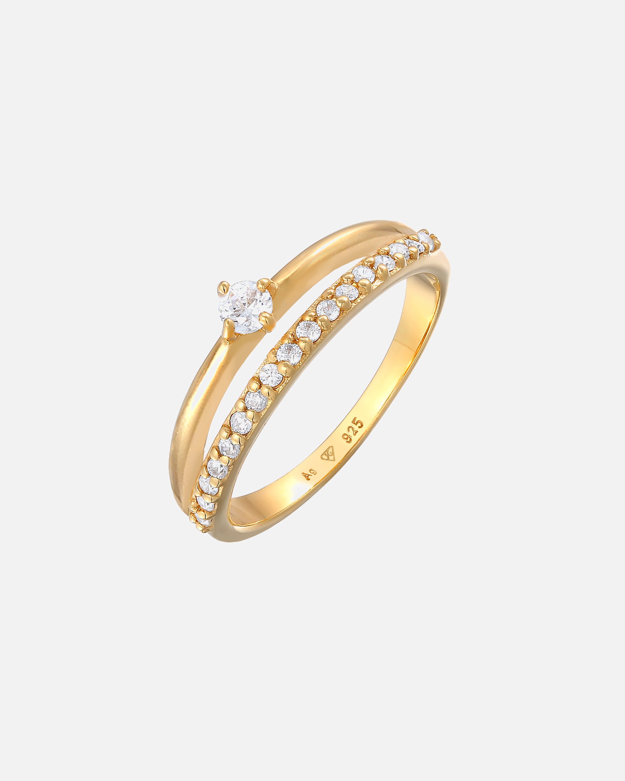 Anello di Femmina Elli Anello di fidanzamento Solitario Scintillante con cristalli di zirconia in Argento Sterling 925 56