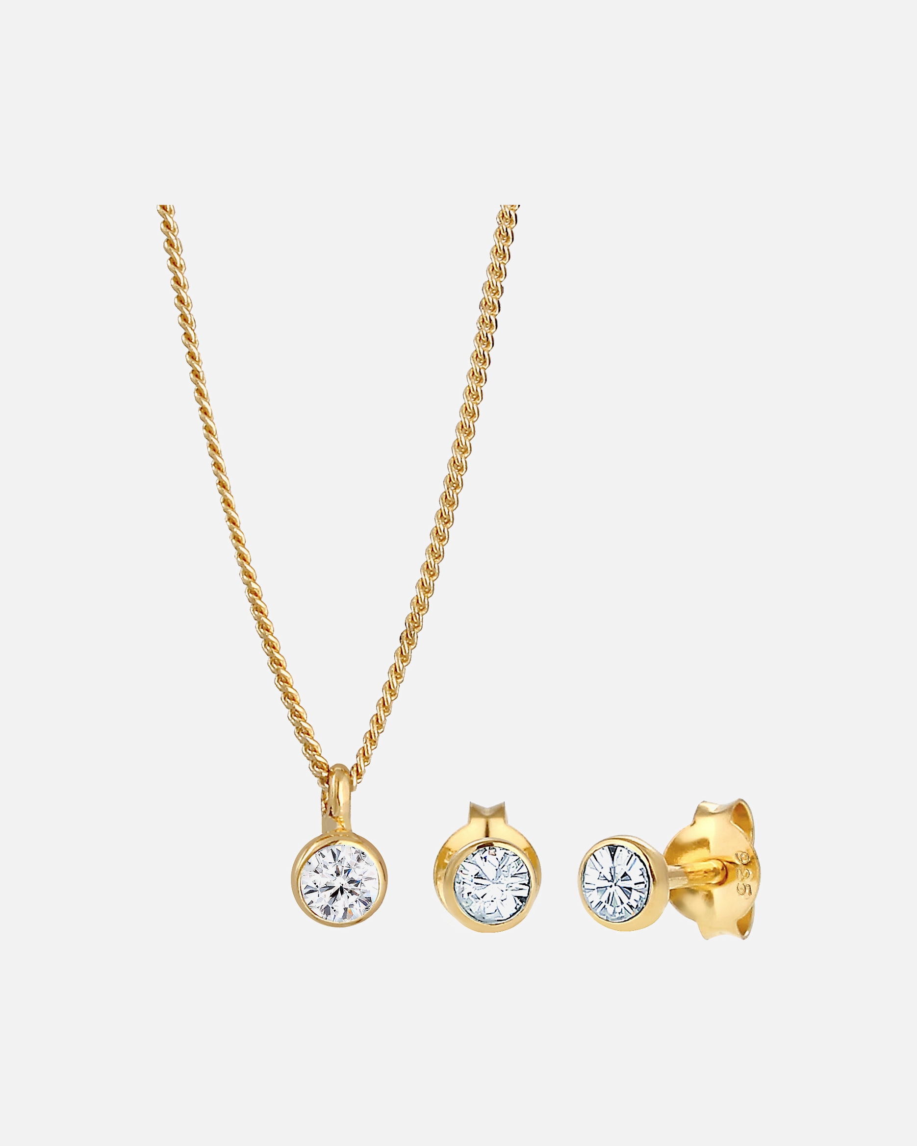 Set Gioielli di Femmina Elli Ciondolo di Base Solitario Set Orecchini a Perno con Cristalli in Argento Sterling 925 golfarben