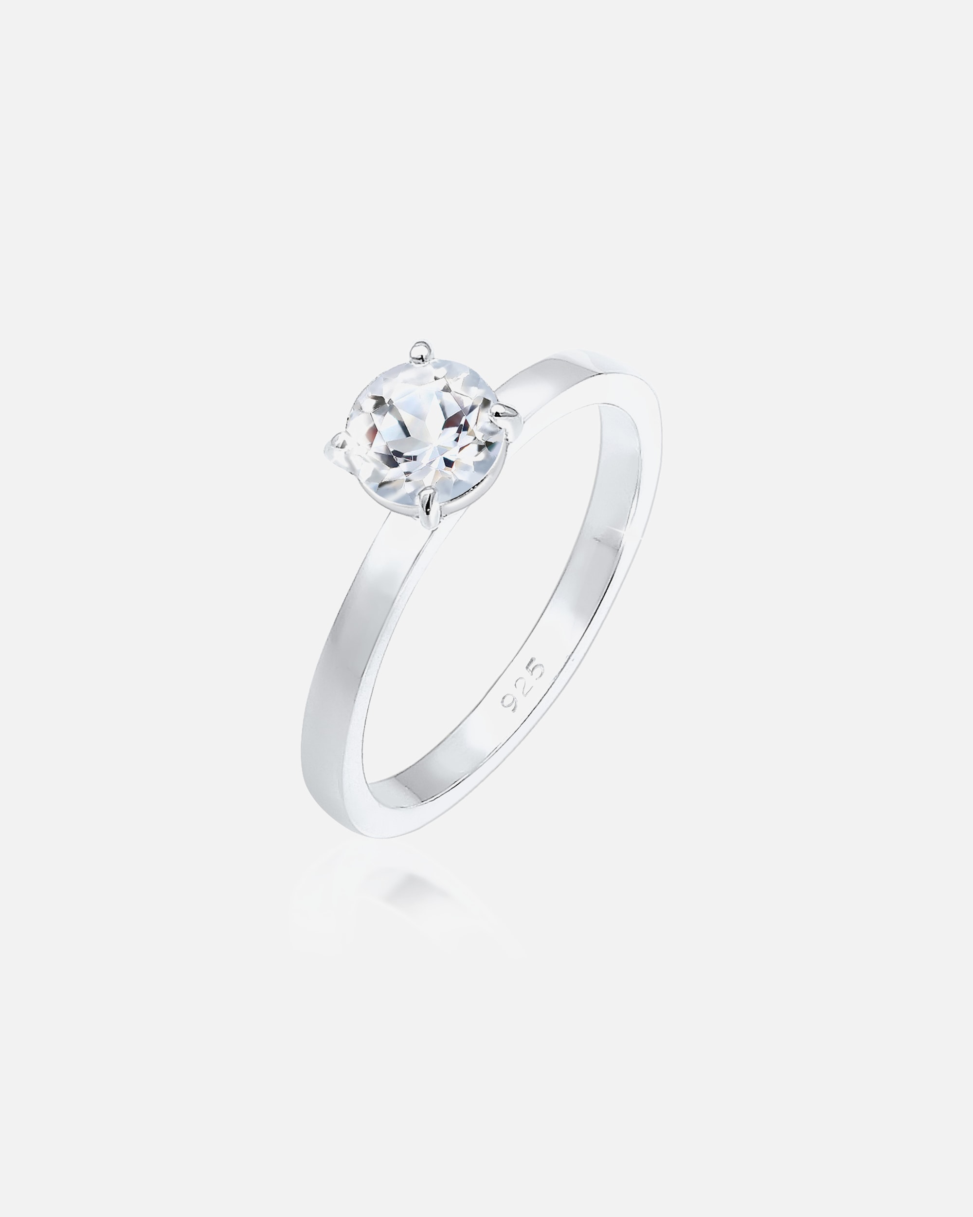Anello di Femmina Elli PREMIUM Anello in argento largo 2 mm in argento sterling 925 con pietra preziosa incastonata anello anello solitario anello di fidanzamento misura 52 - 58 56