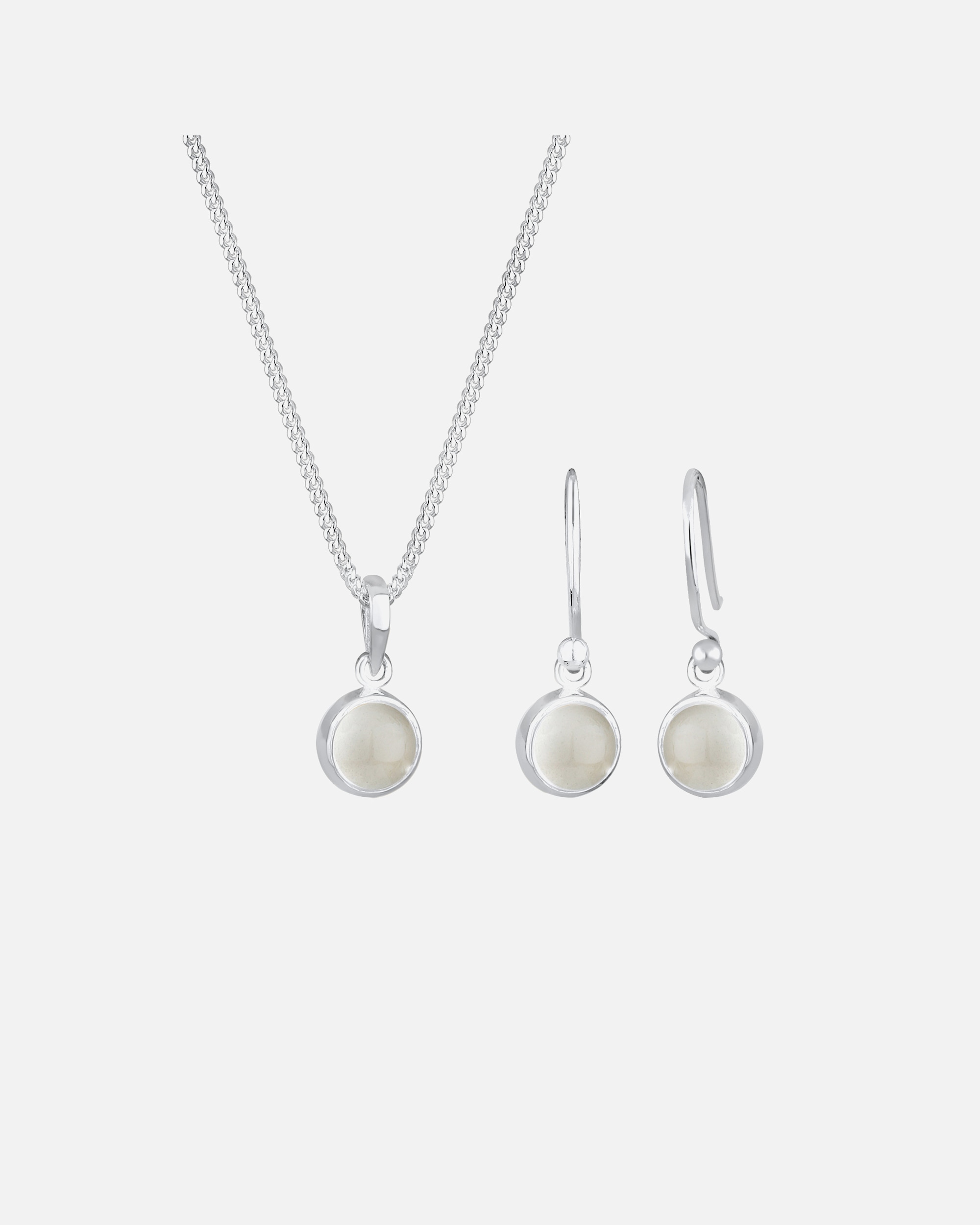 Set Gioielli di Femmina Elli Ciondolo rotondo Set orecchini pendenti con pietra di luna in Argento Sterling 925 placcato oro 45 cm